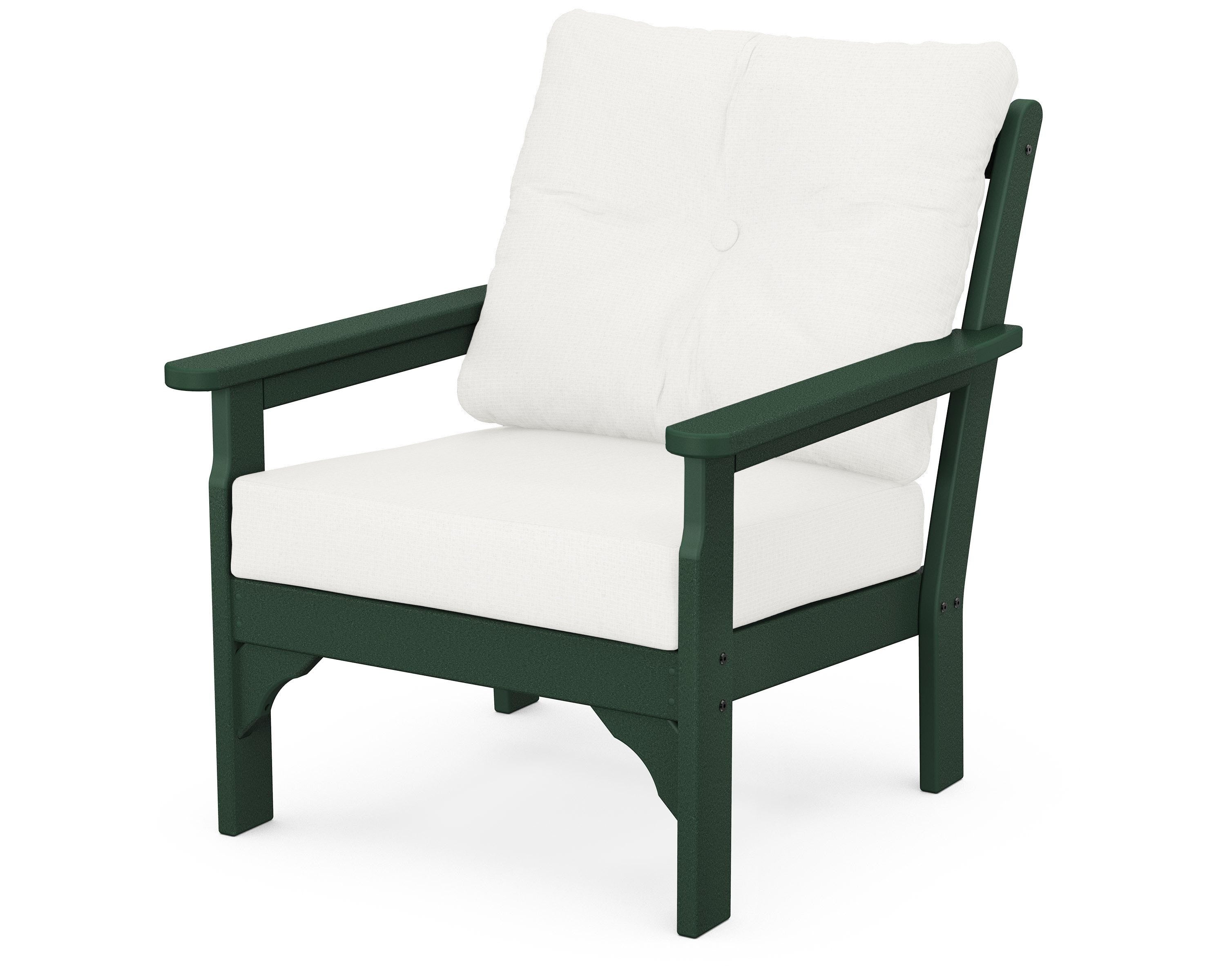 POLYWOOD® Vineyard Deep Seating Chair in Green / Natural Linen
