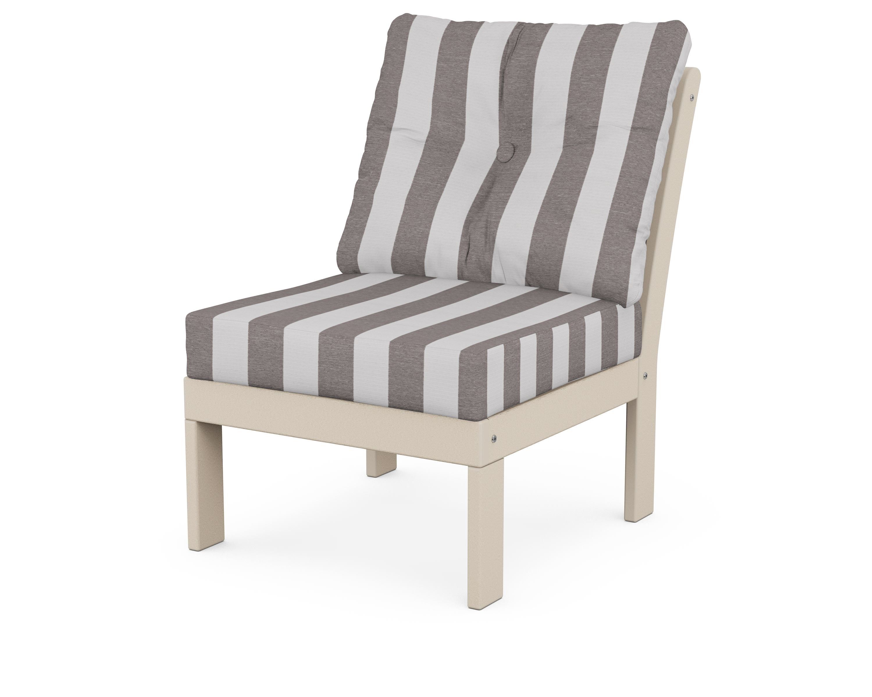 POLYWOOD® Vineyard Modular Armless Chair in Sand / Cabana Stripe Grey Mist