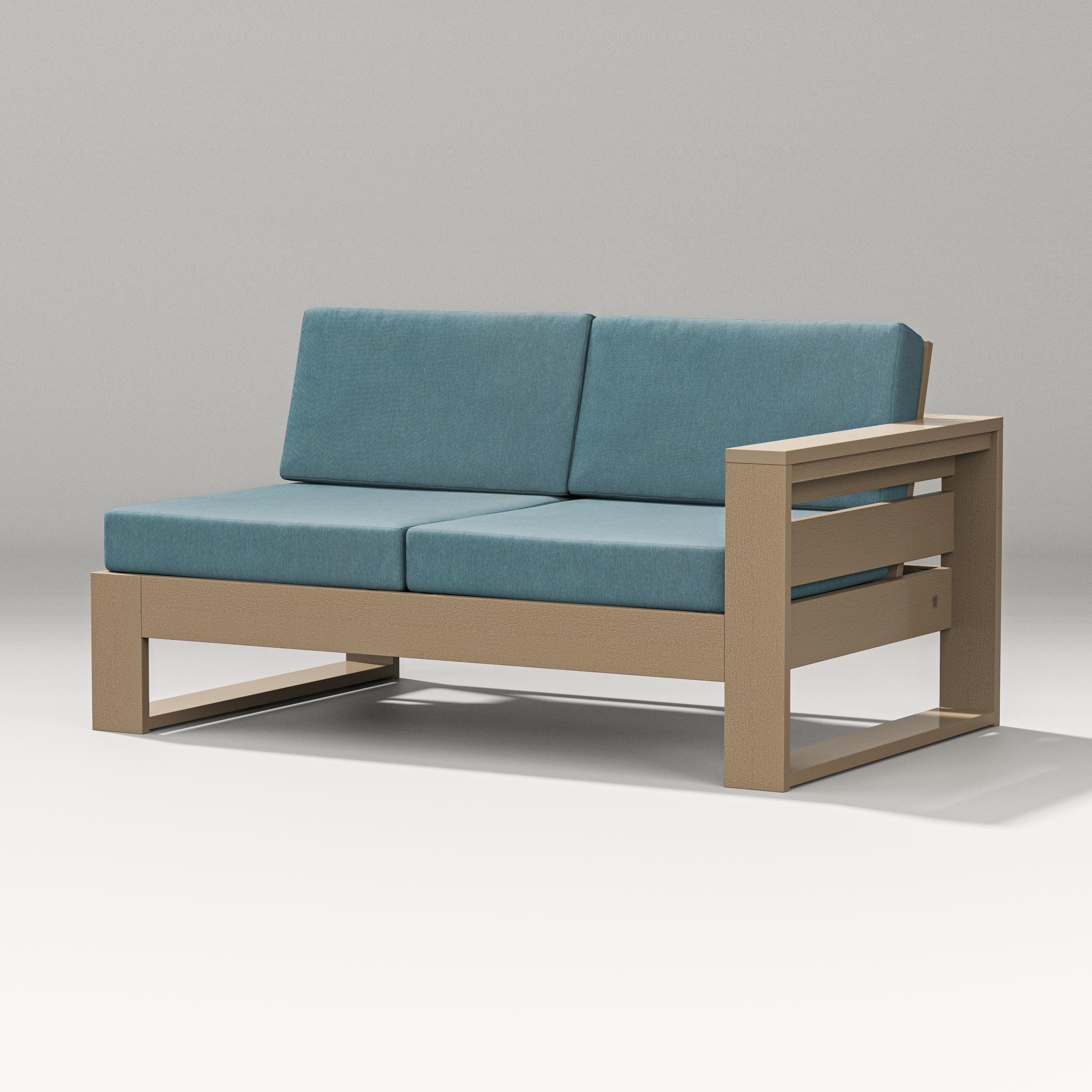 PW Designer Series Latitude Modular Right Arm Loveseat in Vintage Sahara / Ocean Teal