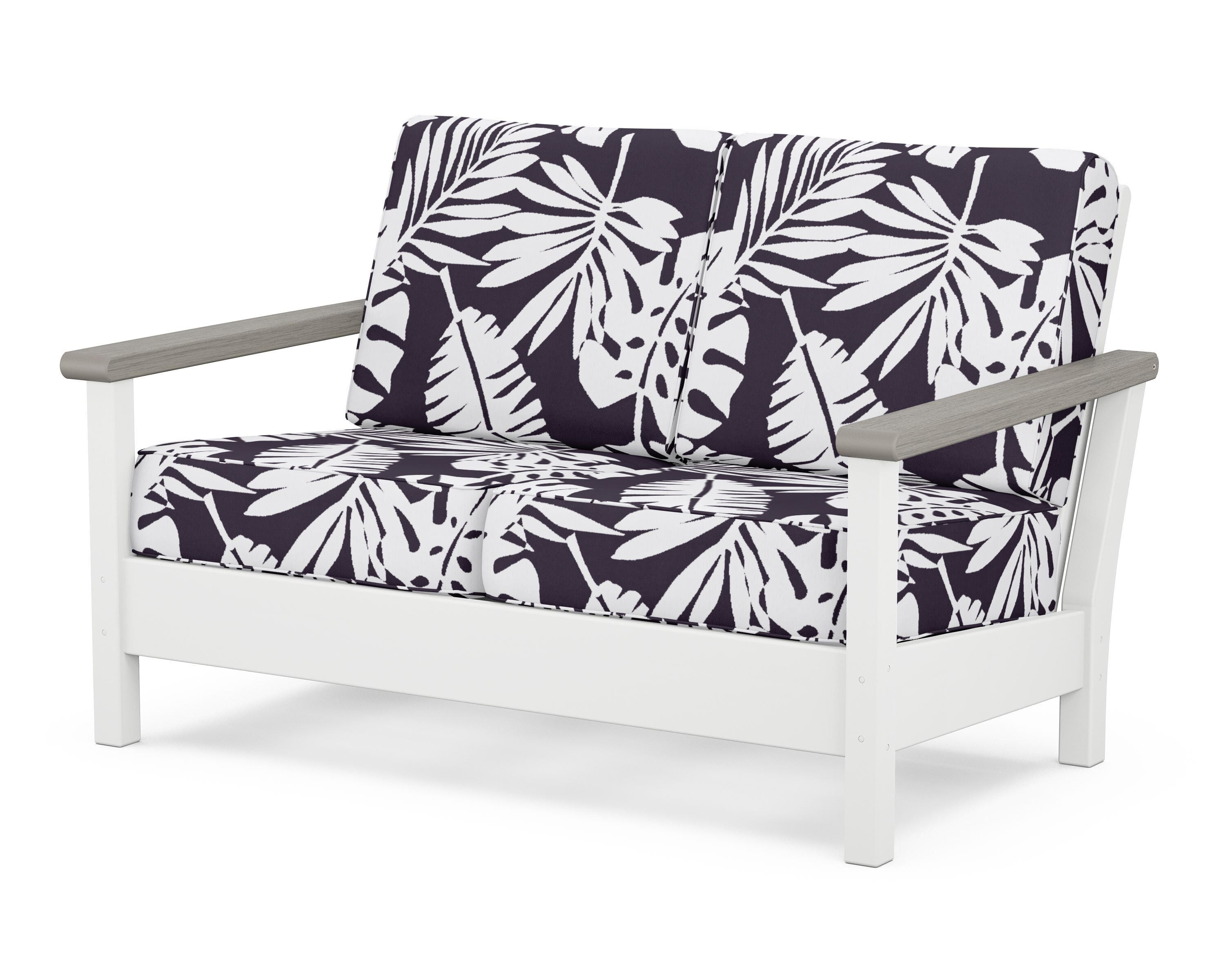 POLYWOOD® Harbour Deep Seating Loveseat in White / Driftwood / Leaf Navy