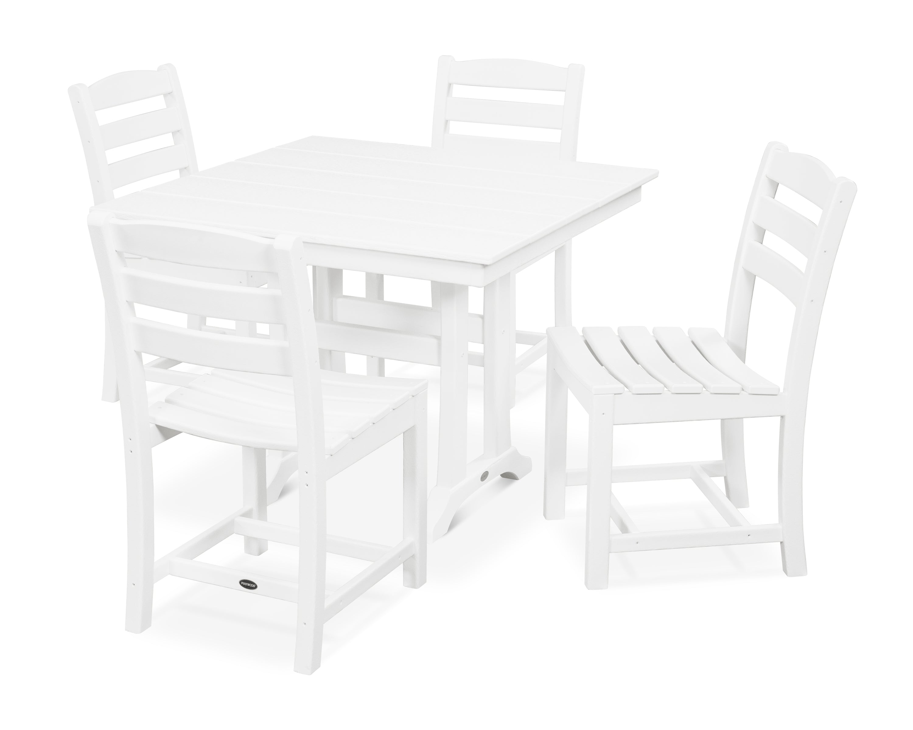 POLYWOOD® La Casa Café 5-Piece Farmhouse Trestle Side Chair Dining Set in White