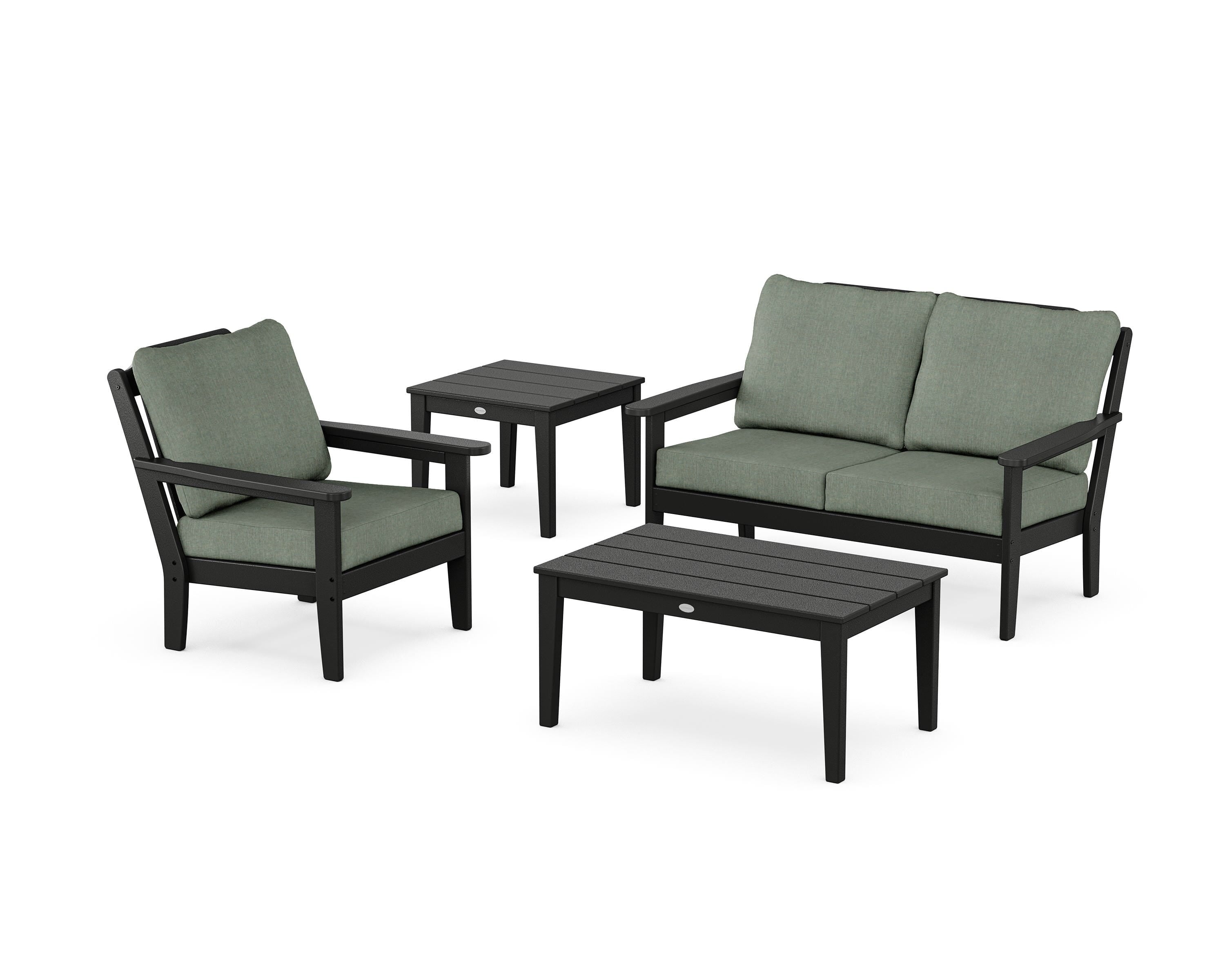 Country Living Wovendale 4-Piece Deep Seating Set in Black / Cast Sage