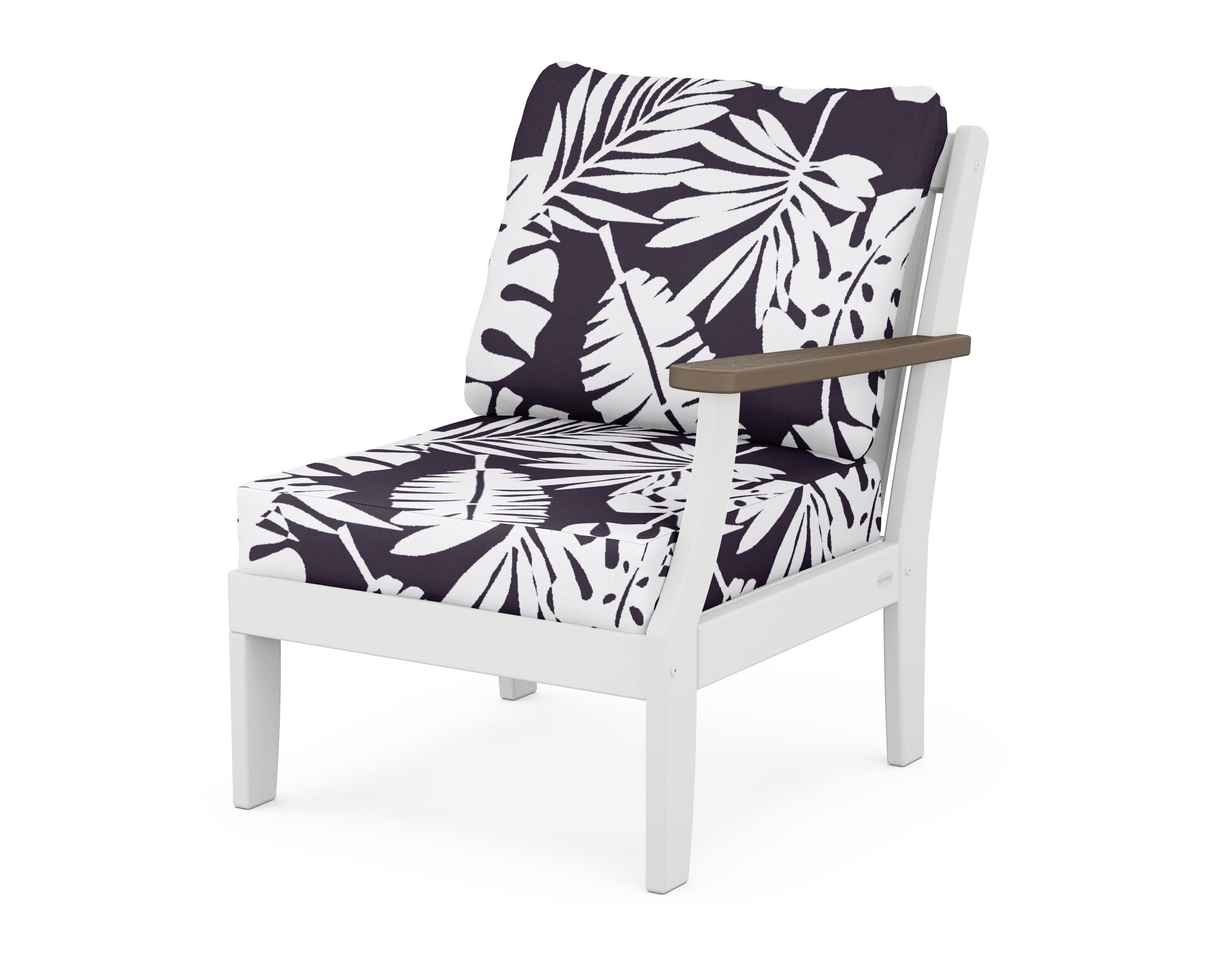 POLYWOOD® Braxton Modular Right Arm Chair in White / Kona / Leaf Navy