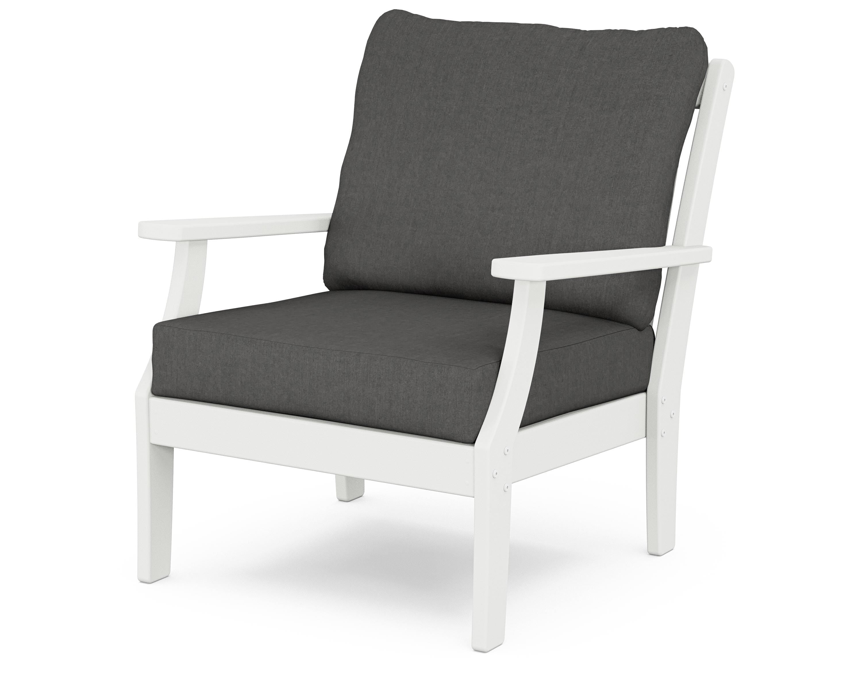 POLYWOOD® Braxton Deep Seating Chair in White / Spectrum Carbon