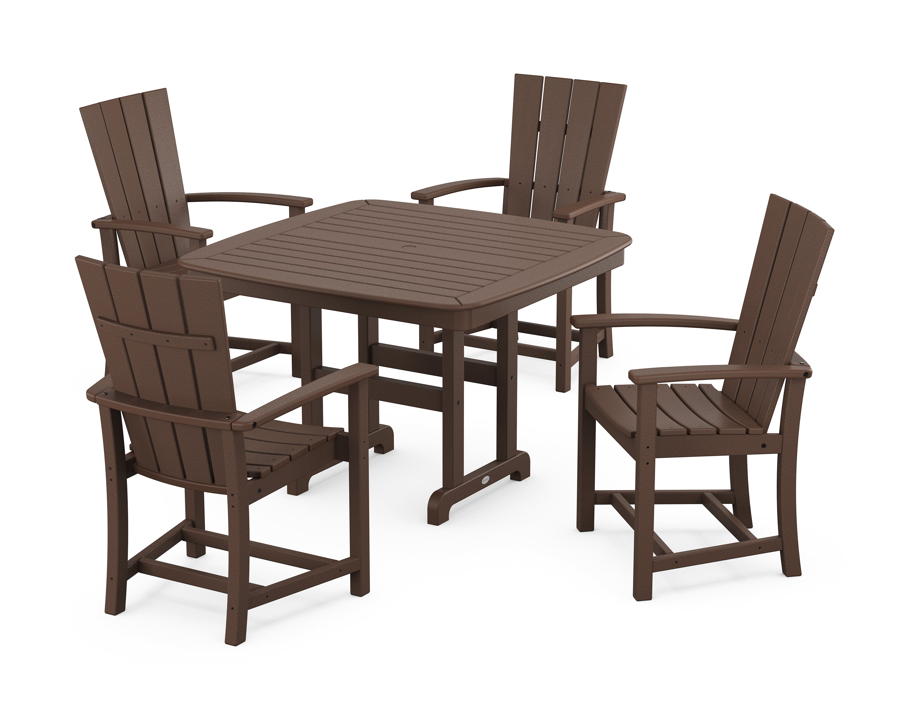 POLYWOOD® Quattro 5-Piece Dining Set with Trestle Legs in Mahogany
