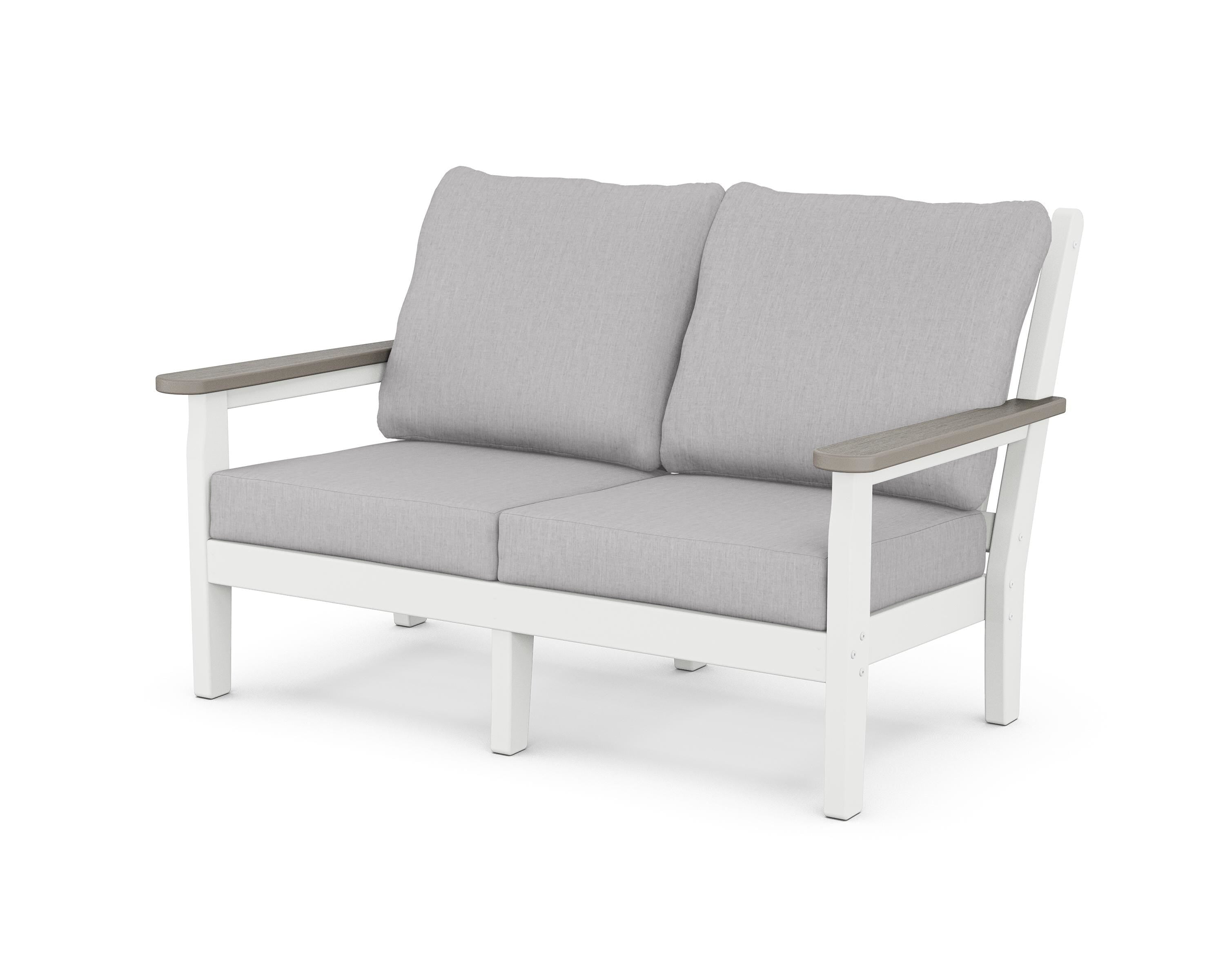 POLYWOOD® Chippendale Deep Seating Loveseat in White / Driftwood / Granite