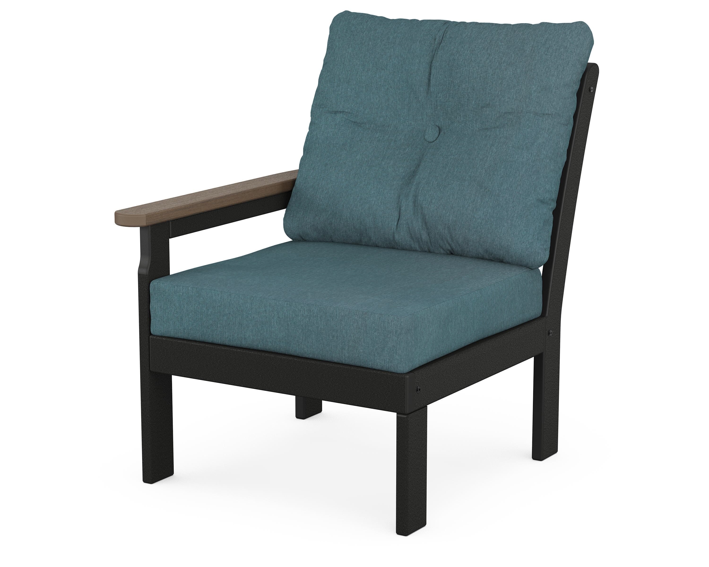 POLYWOOD® Vineyard Modular Left Arm Chair in Black / Kona / Ocean Teal