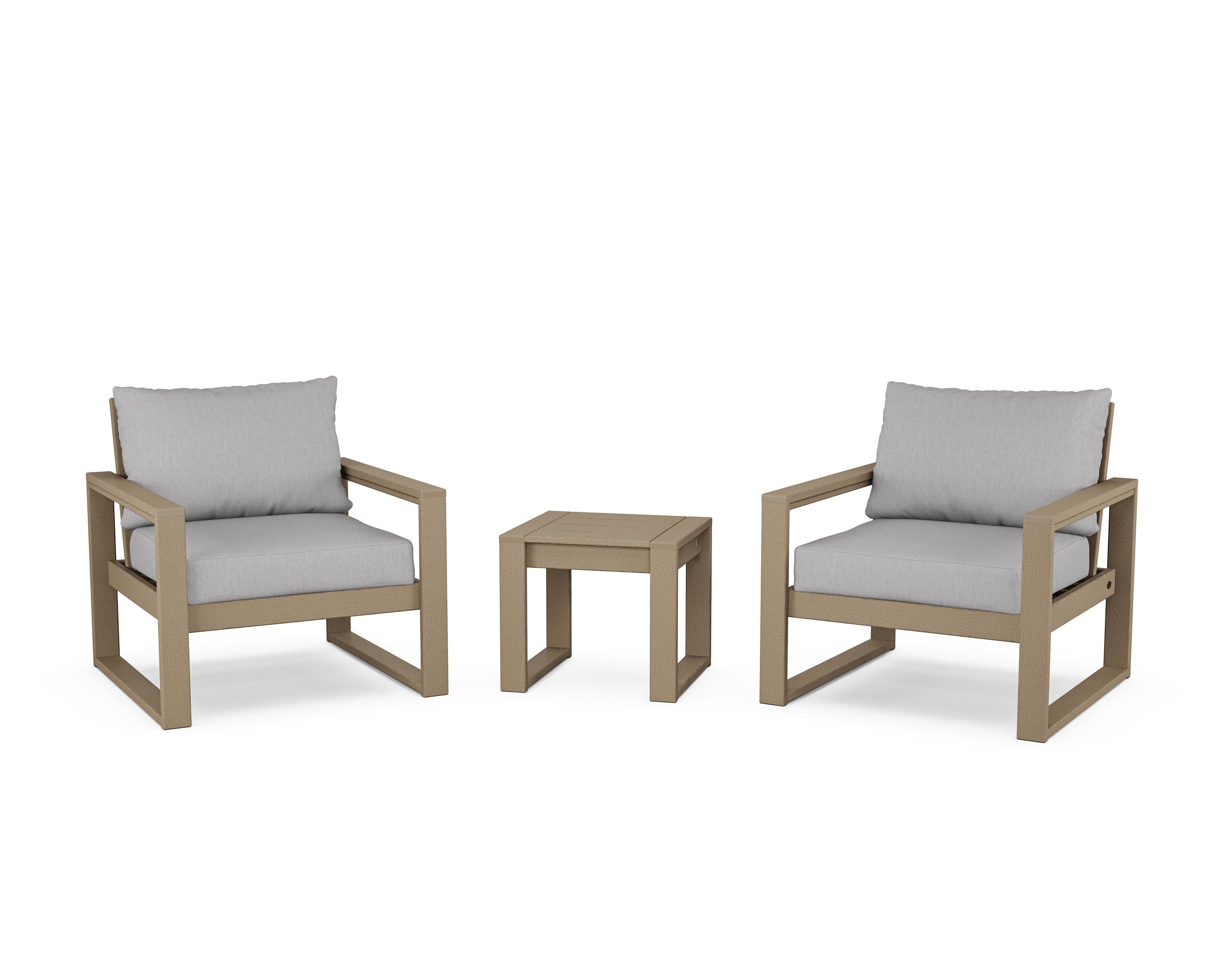 POLYWOOD® EDGE Sectional 3-Piece Deep Seating Set in Vintage Sahara / Granite