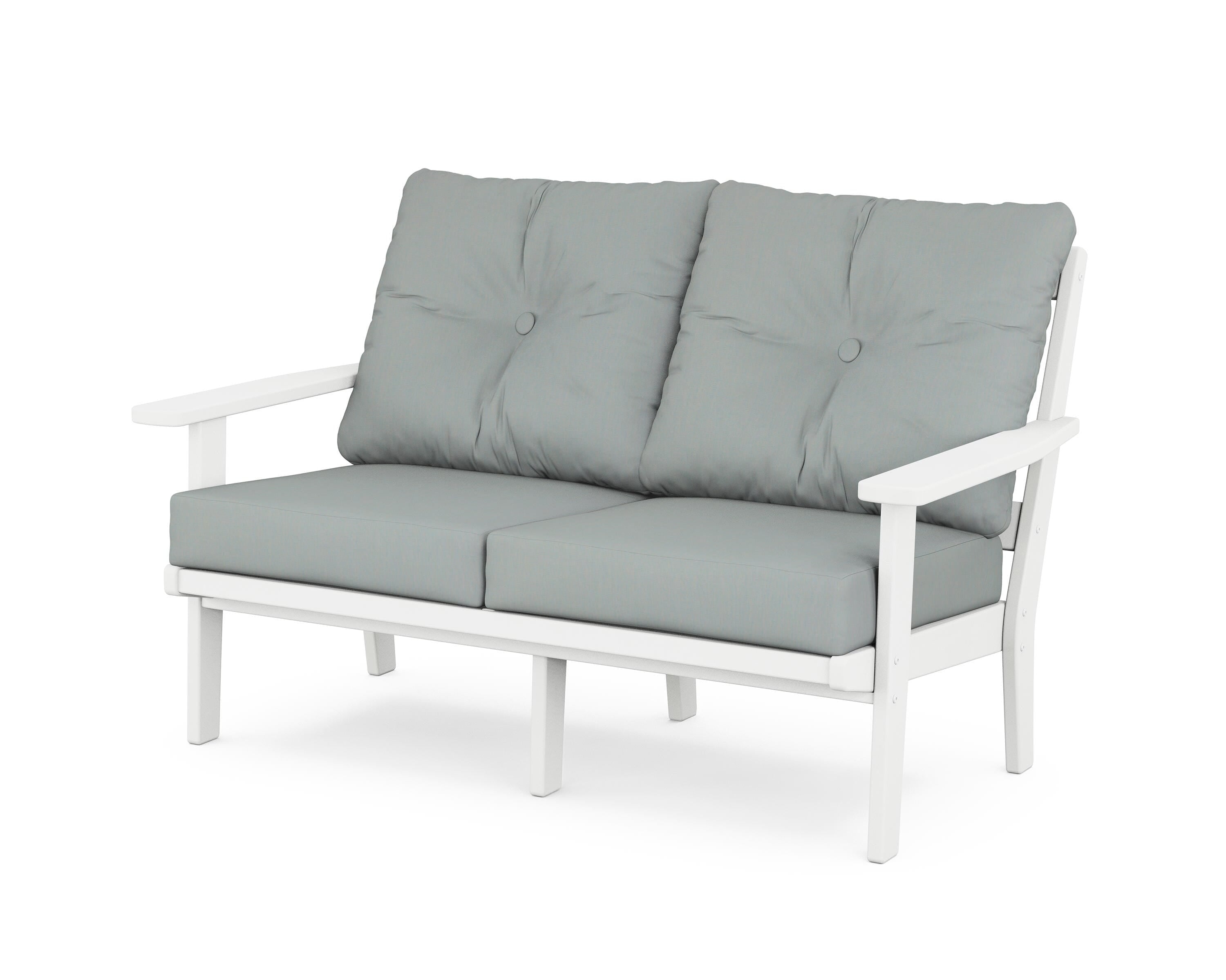 POLYWOOD® Prairie Deep Seating Loveseat in White / Spa