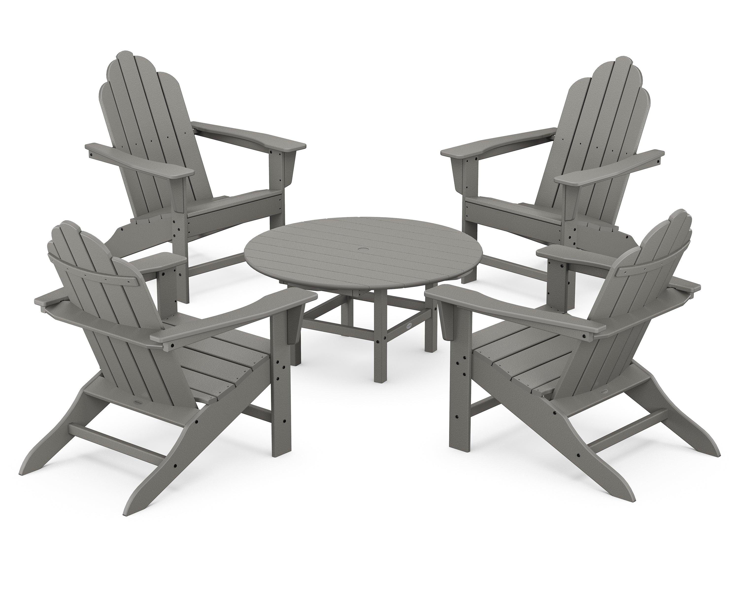 POLYWOOD® Long Island Adirondack 5-Piece Conversation Group in Slate Grey