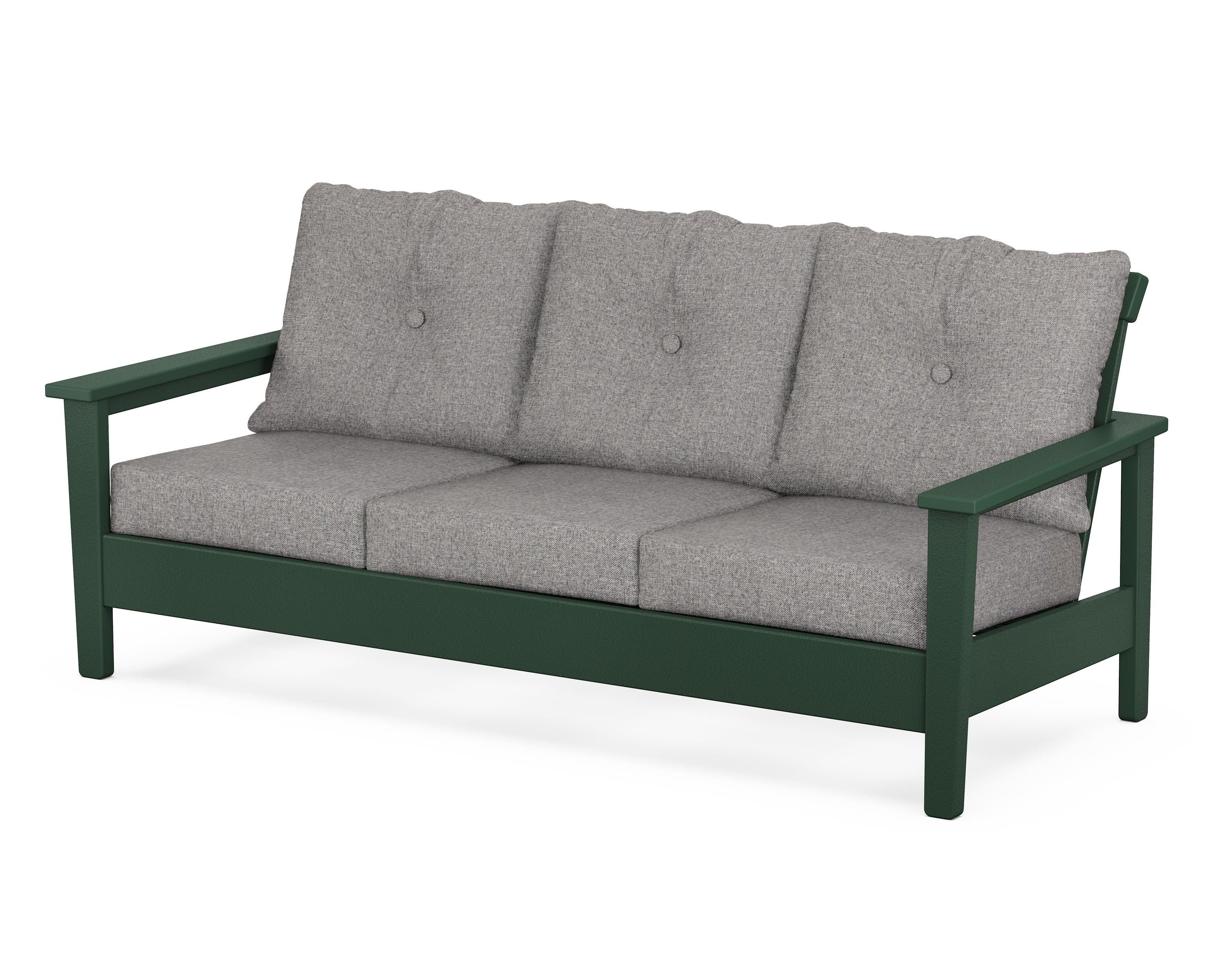POLYWOOD® Prescott Deep Seating Sofa in Green / Grey Mist