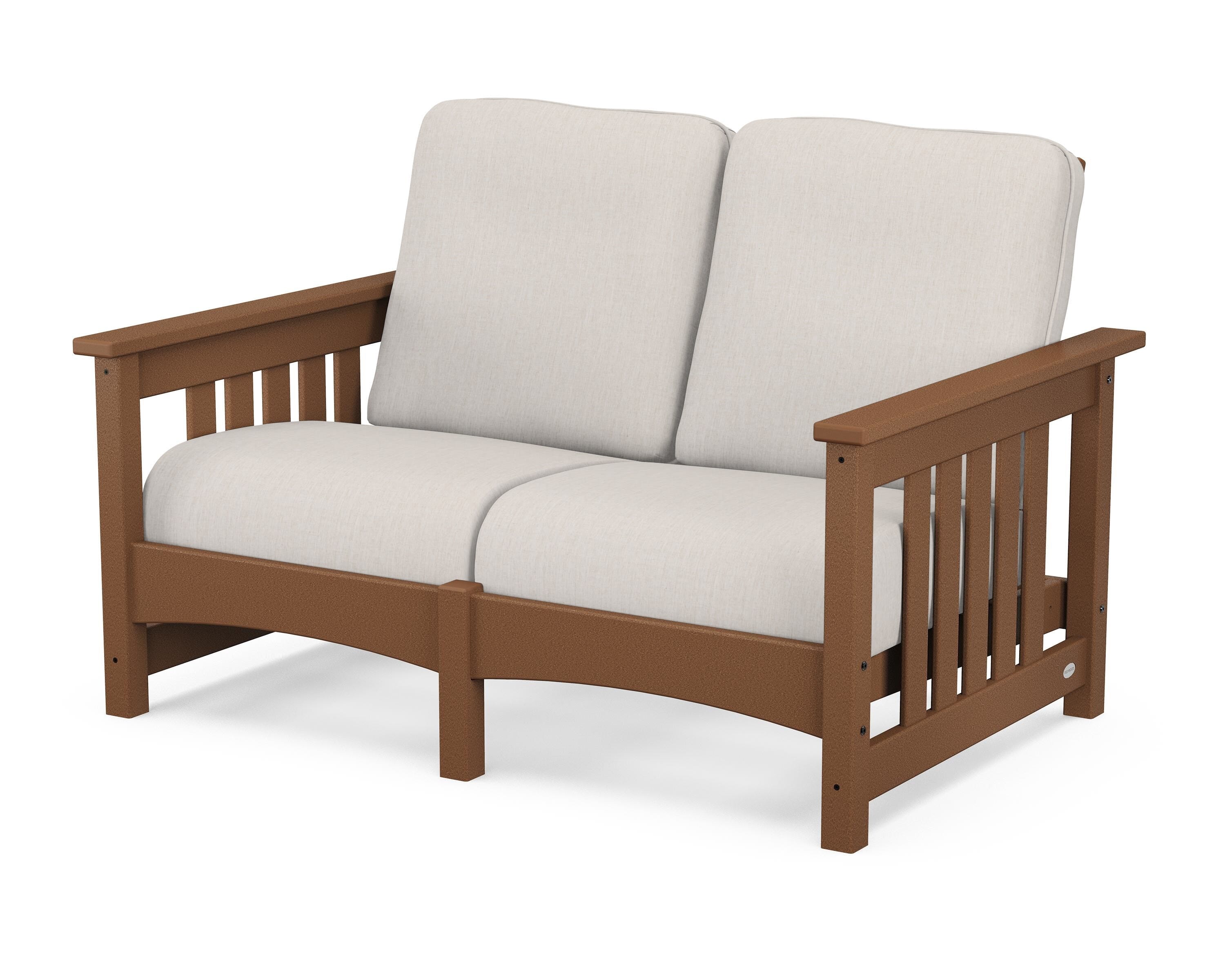 POLYWOOD® Club Mission Loveseat in Teak / Cast Ash