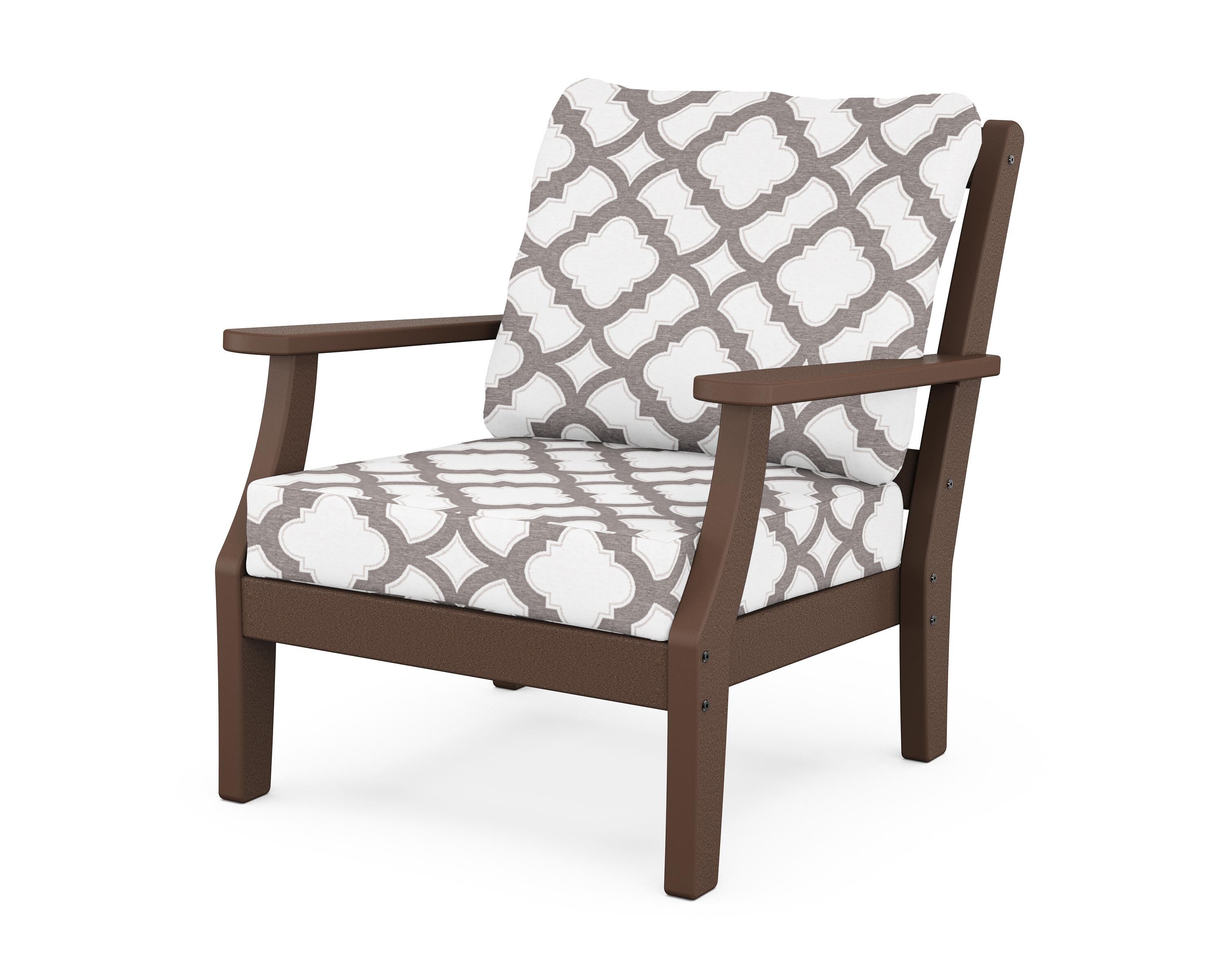 Martha Stewart by POLYWOOD® Chinoiserie Deep Seating Chair in Mahogany / Trellis Grey Mist