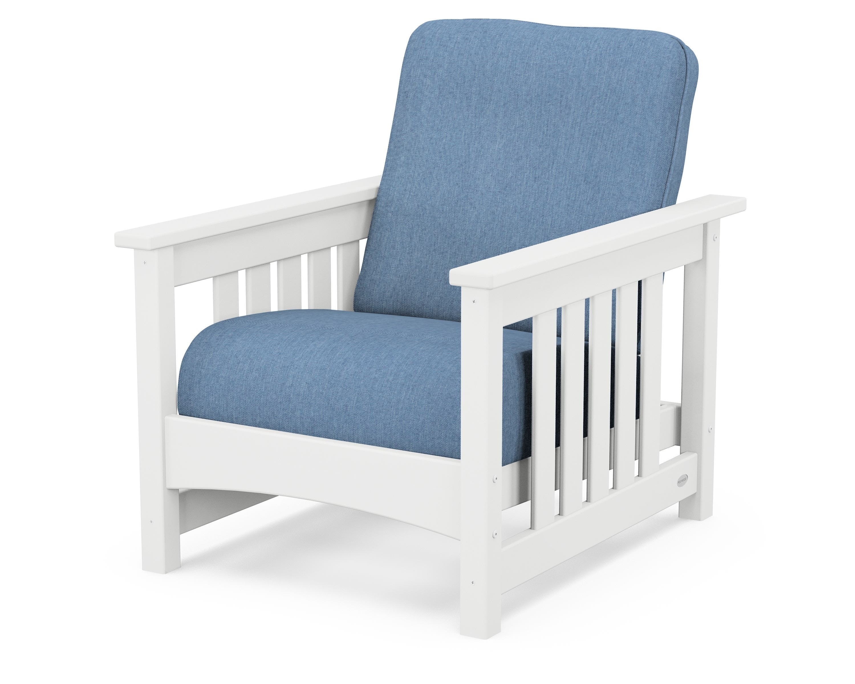 POLYWOOD® Club Mission Chair in White / Sky Blue