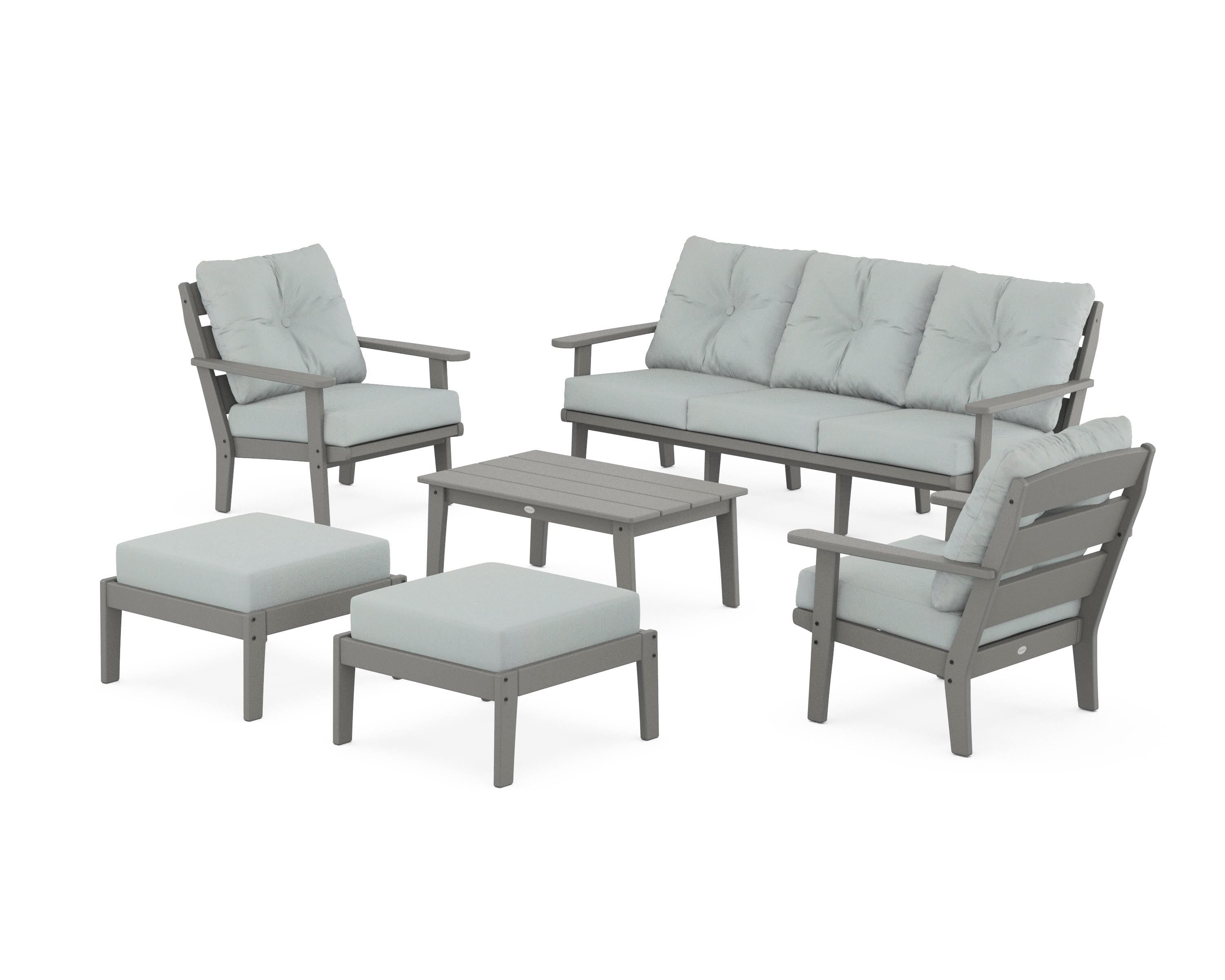 POLYWOOD® Lakeside 6-Piece Lounge Sofa Set in Slate Grey / Spa