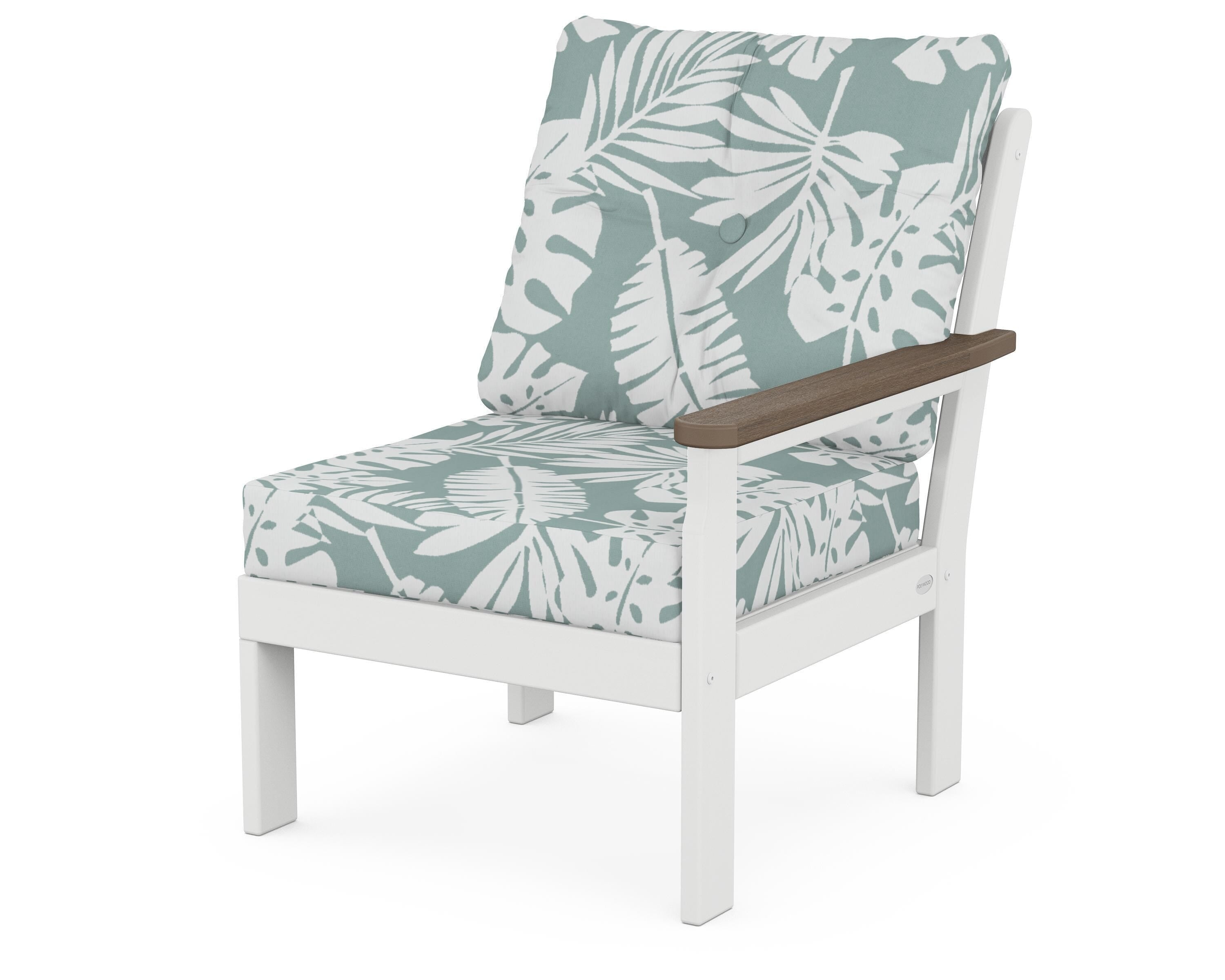 POLYWOOD® Vineyard Modular Right Arm Chair in White / Kona / Leaf Glacier Spa
