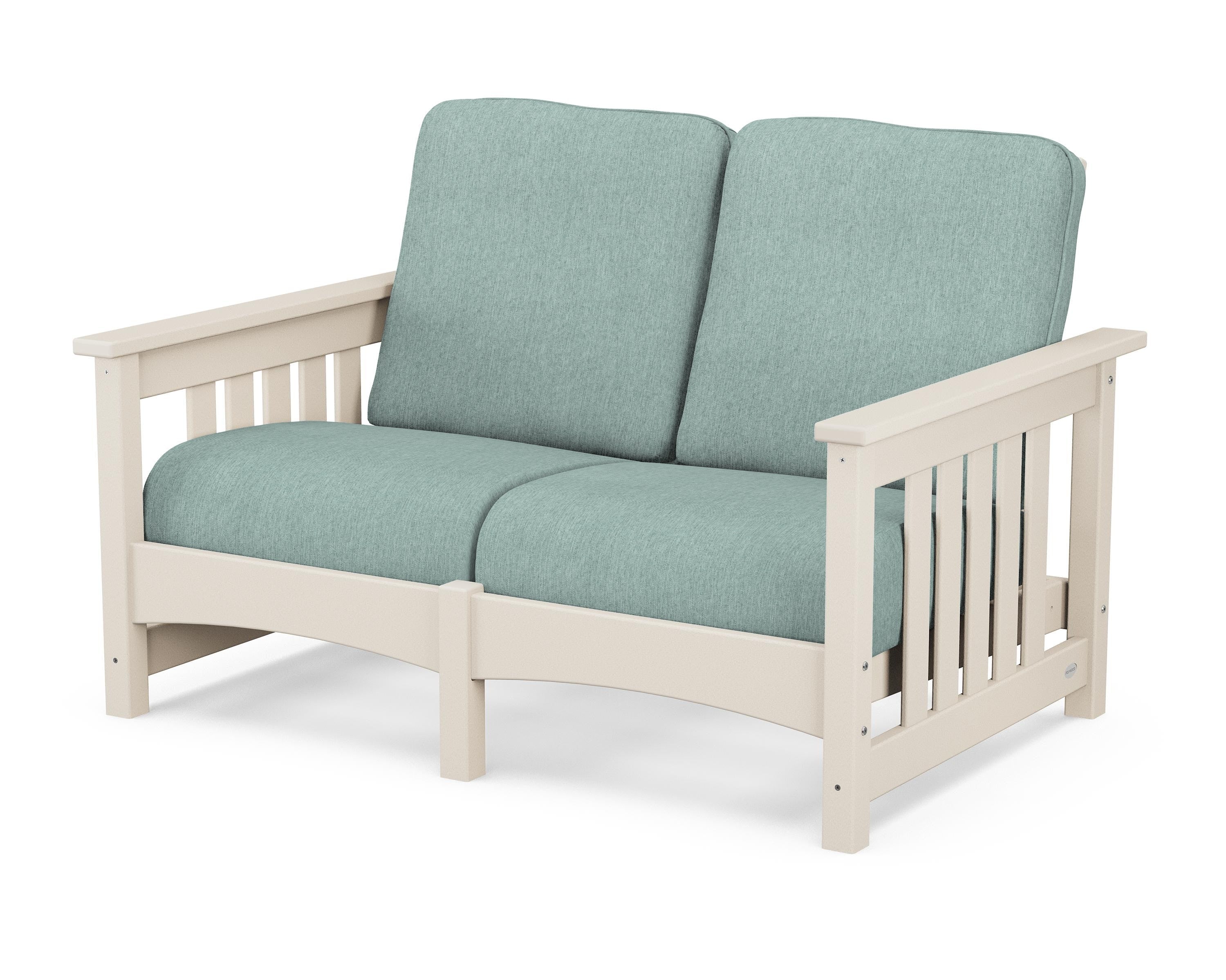 POLYWOOD® Club Mission Loveseat in Sand / Glacier Spa