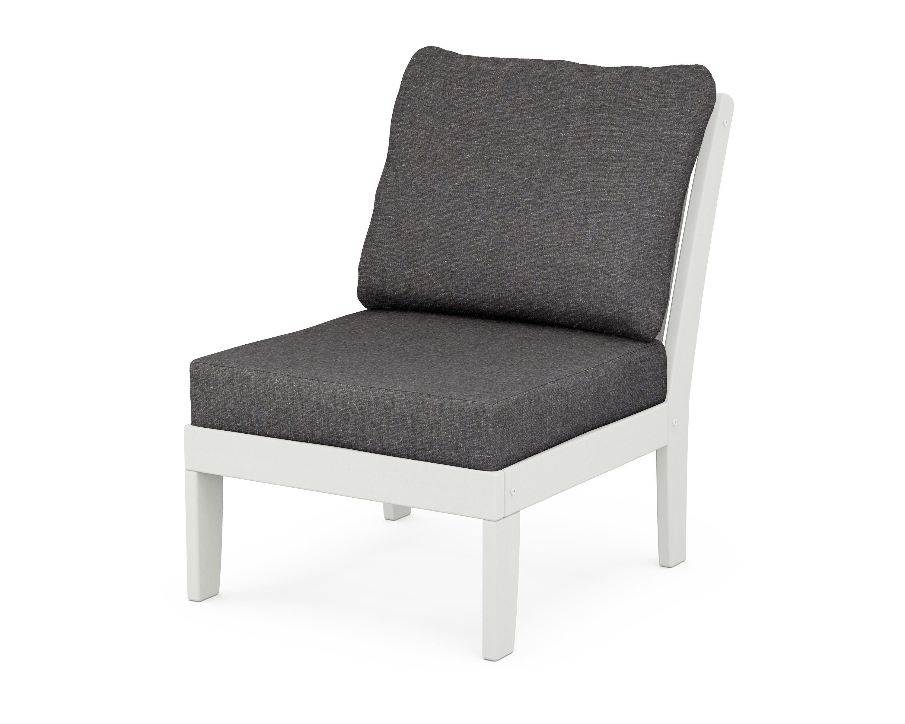 POLYWOOD® Braxton Modular Armless Chair in Vintage White / Ash Charcoal
