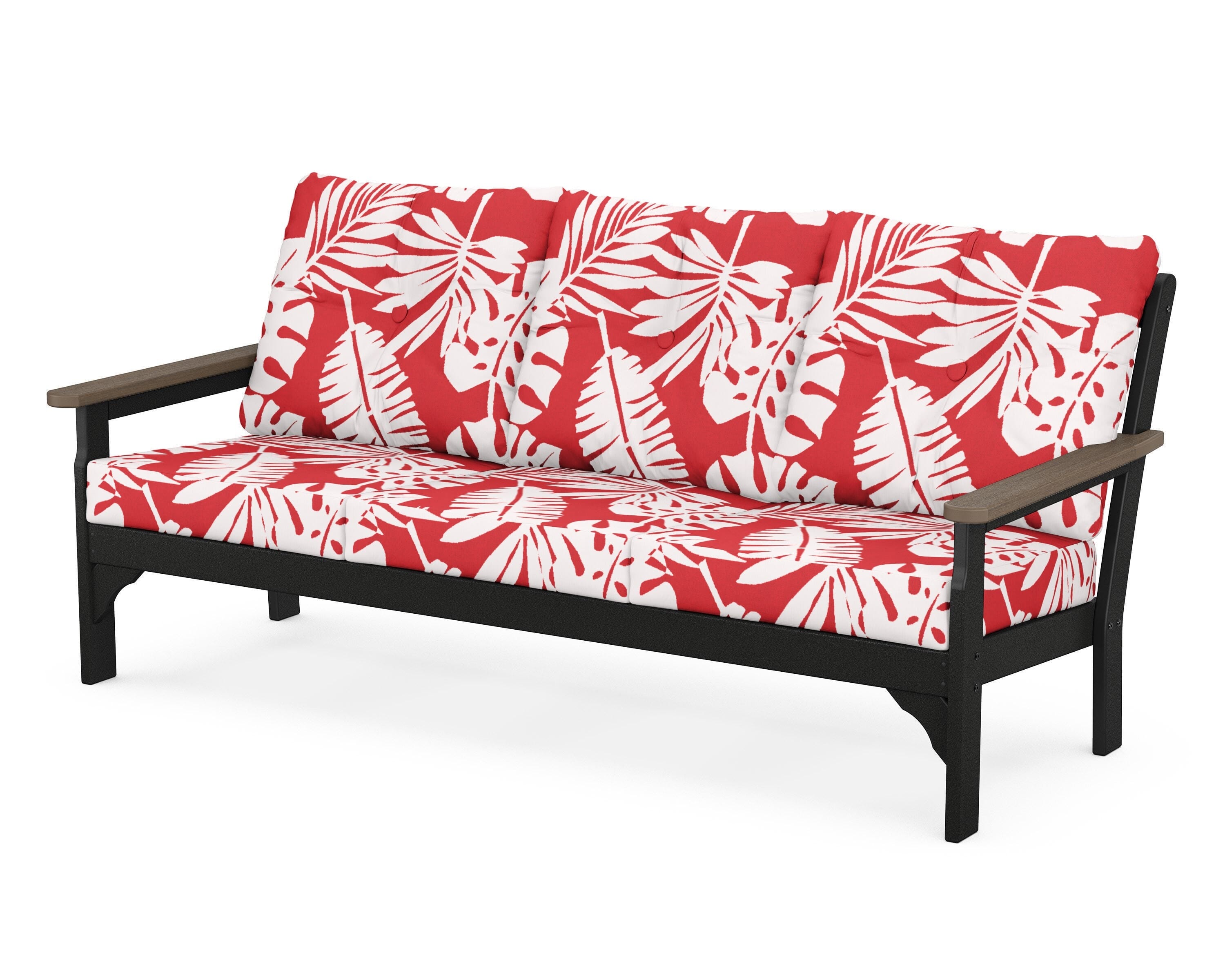 POLYWOOD® Vineyard Deep Seating Sofa in Black / Kona / Leaf Crimson