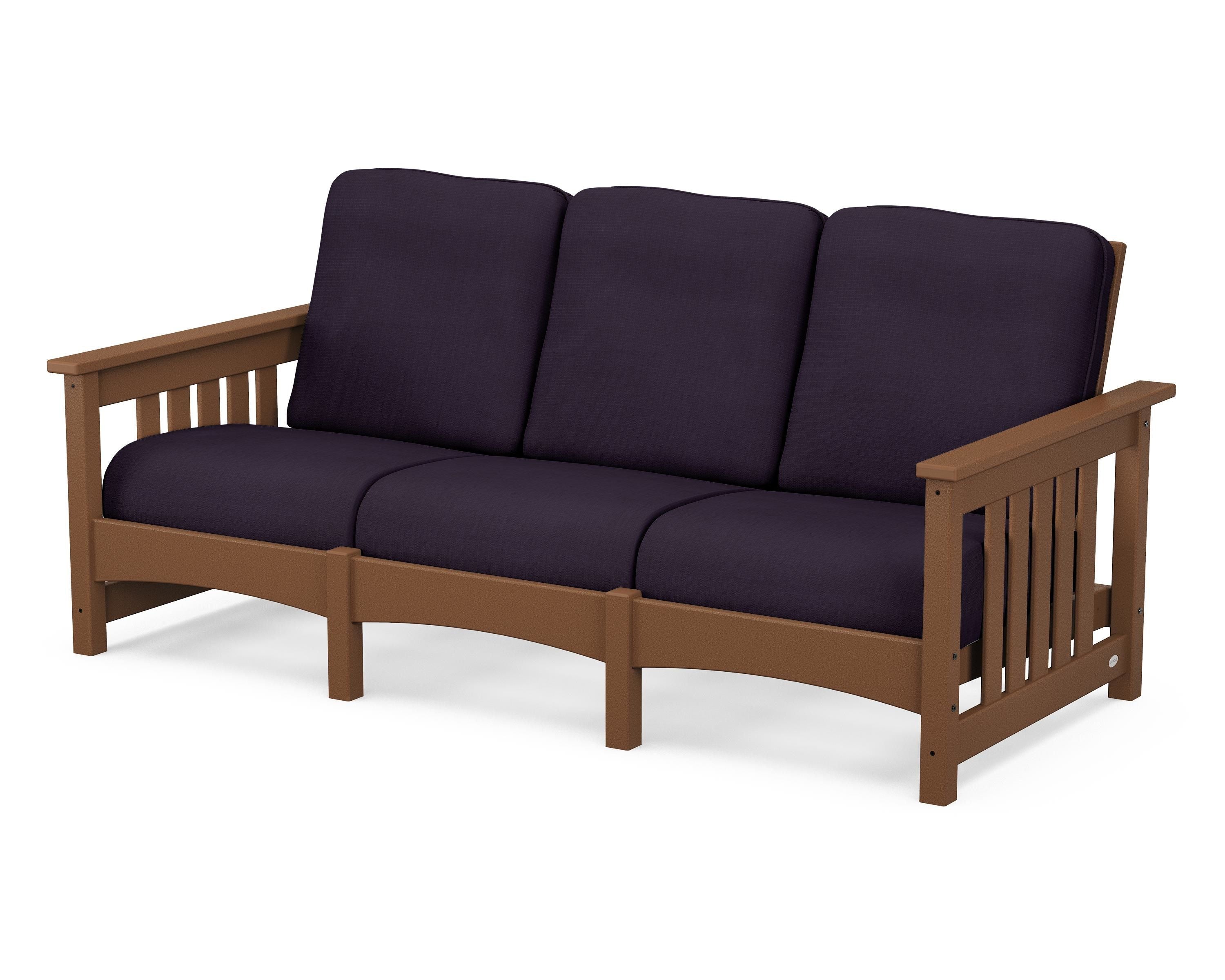 POLYWOOD® Club Mission Sofa in Teak / Navy Linen
