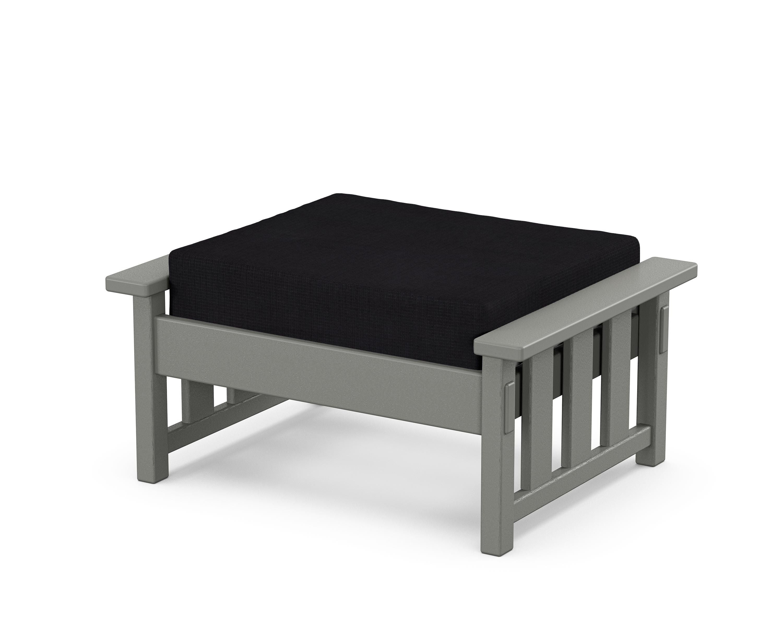 Martha Stewart by POLYWOOD® Acadia Deep Seating Ottoman in Slate Grey / Midnight Linen