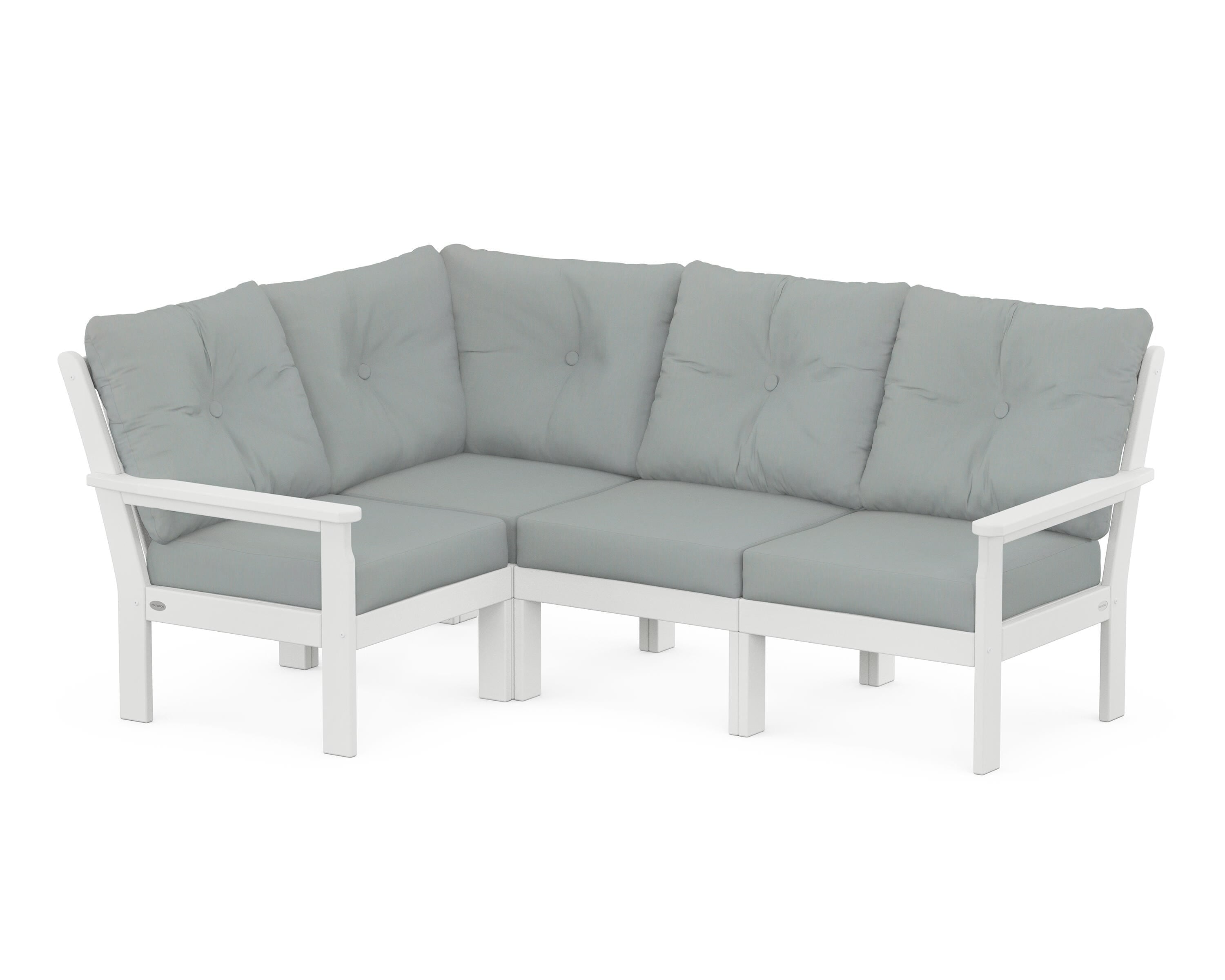 POLYWOOD® Vineyard 4-Piece Sectional in White / Spa