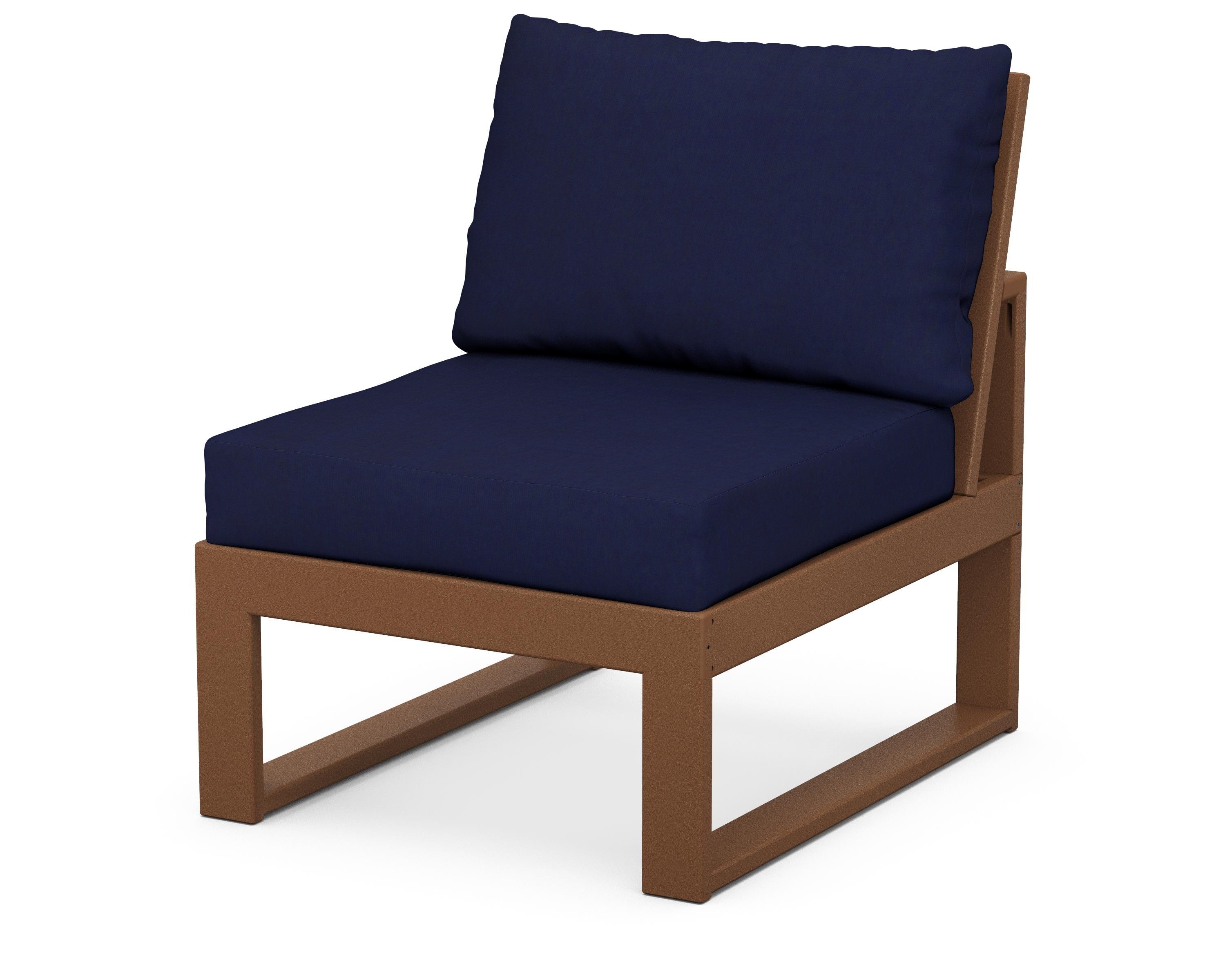 Unbranded Modular Armless Chair in Teak / Navy
