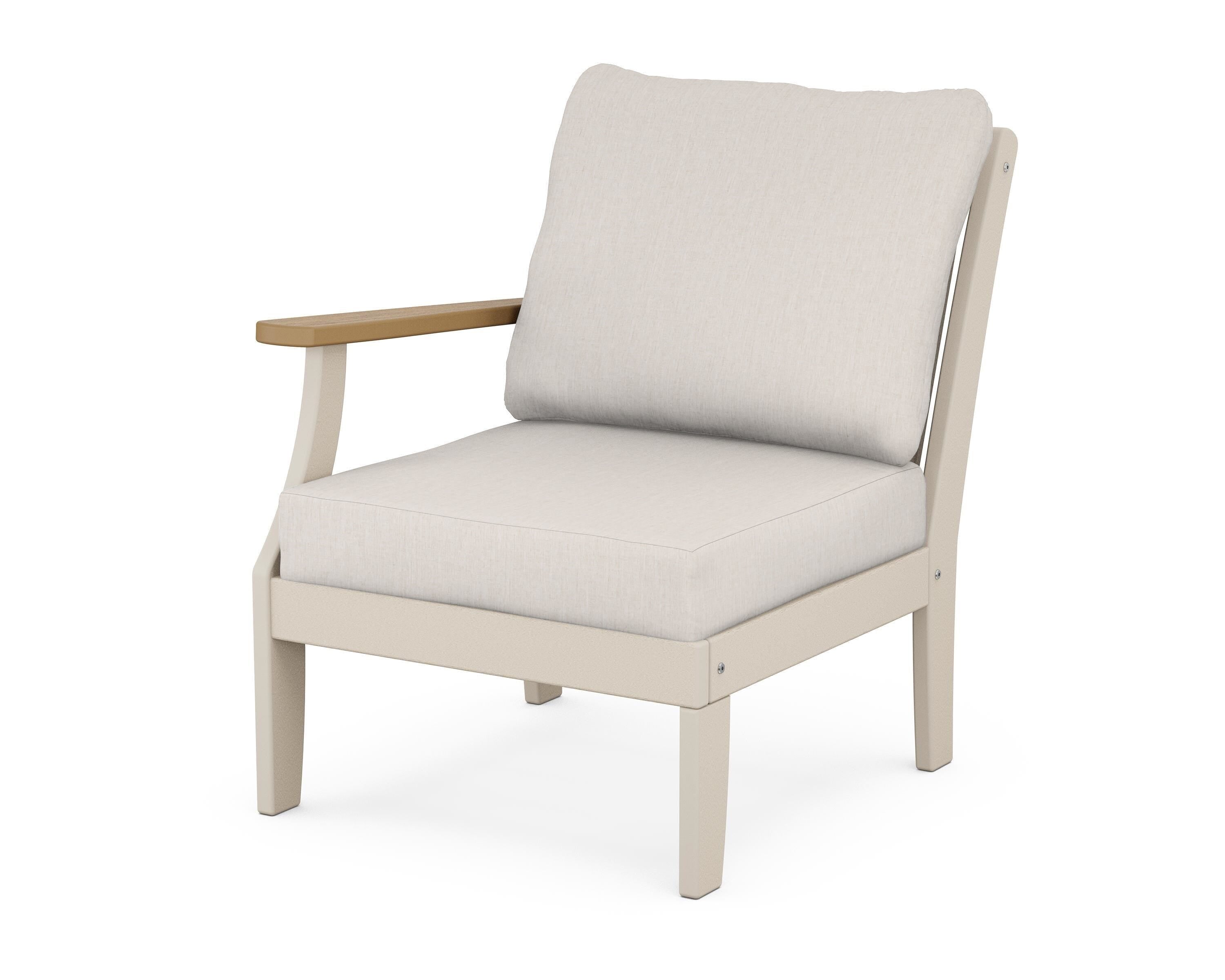 POLYWOOD® Braxton Modular Left Arm Chair in Sand / Natural / Cast Ash