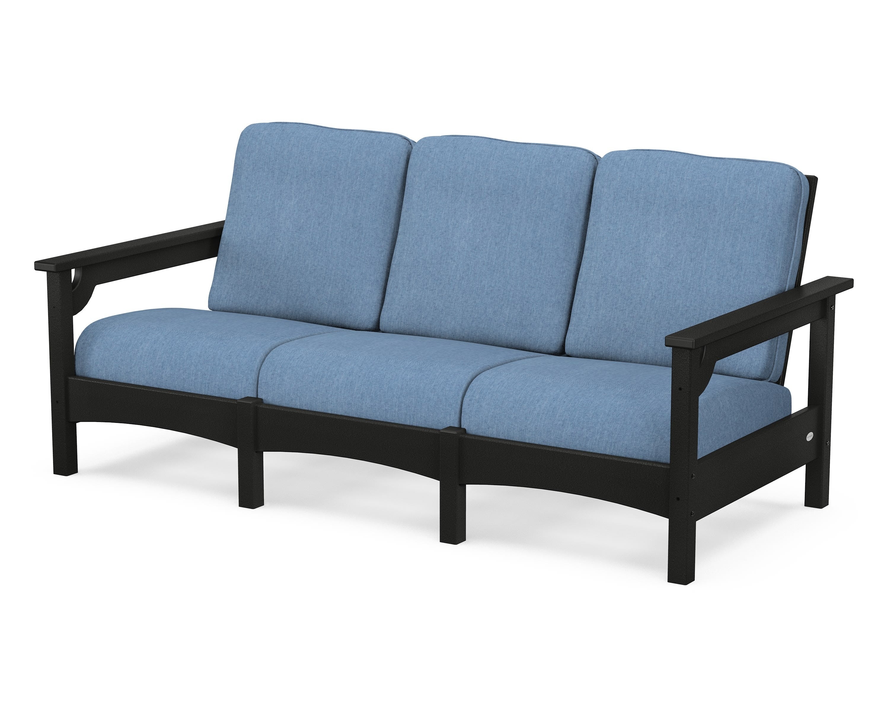 POLYWOOD® Club Sofa in Black / Sky Blue