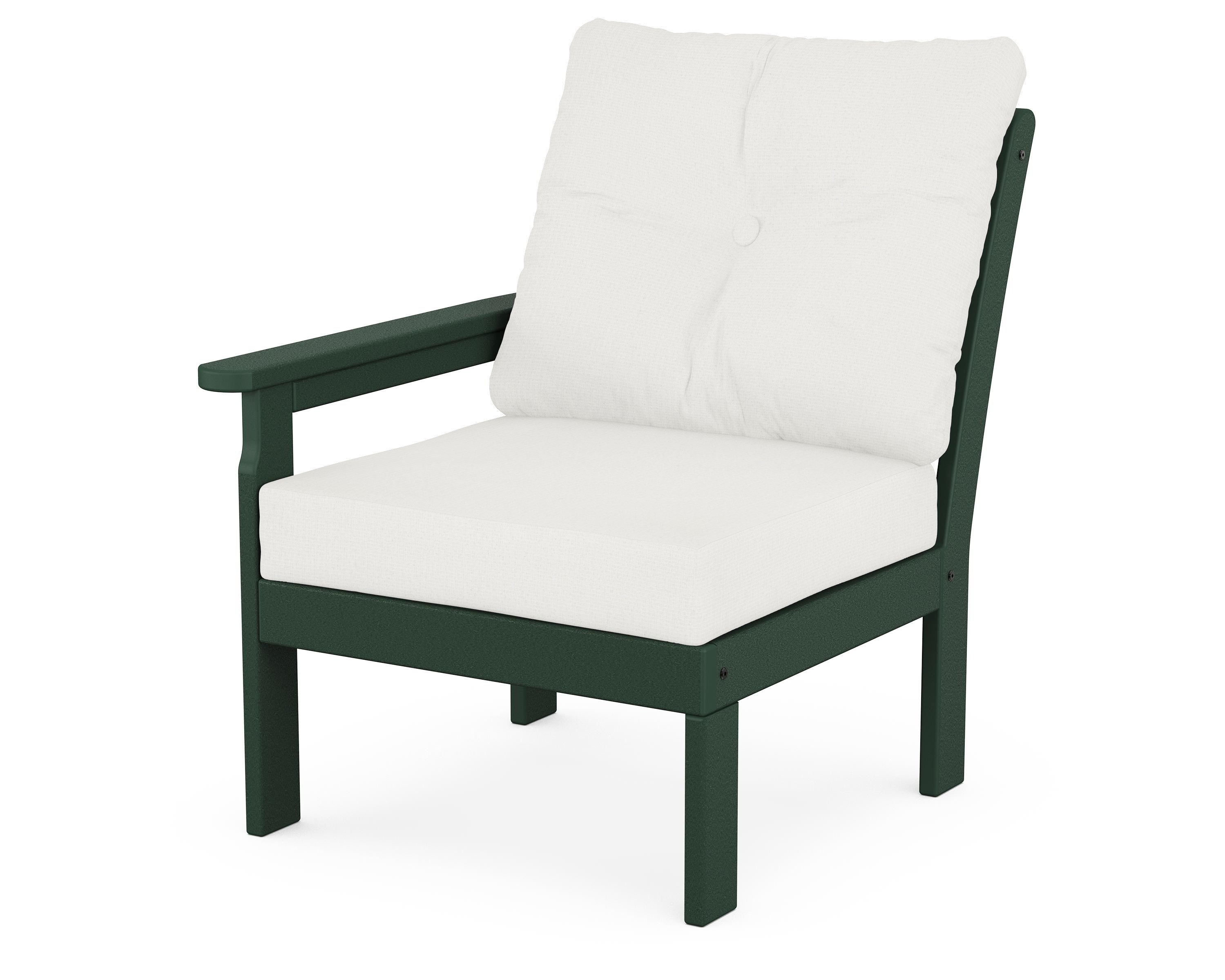 POLYWOOD® Vineyard Modular Left Arm Chair in Green / Natural Linen