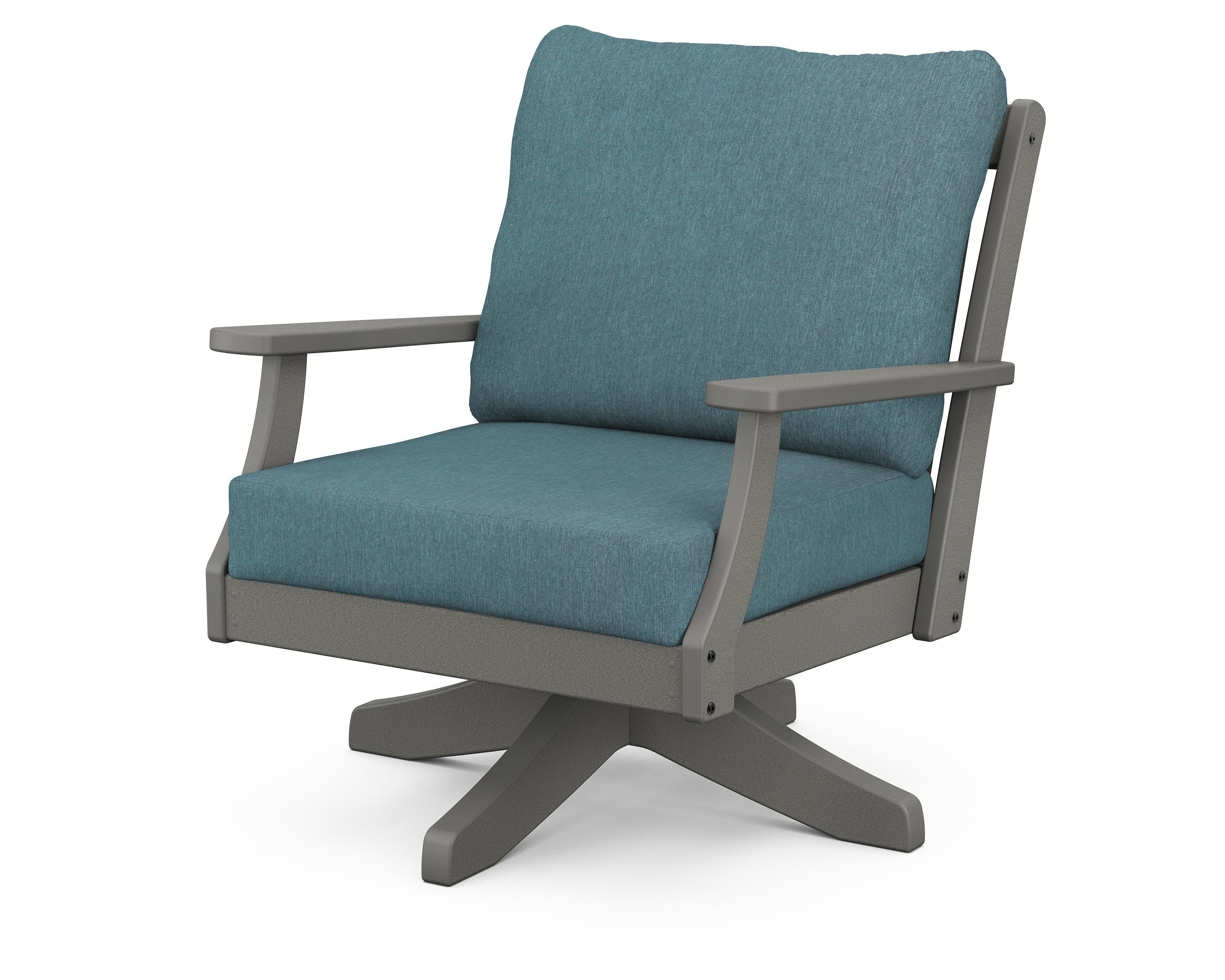 POLYWOOD® Braxton Deep Seating Swivel Chair in Slate Grey / Ocean Teal