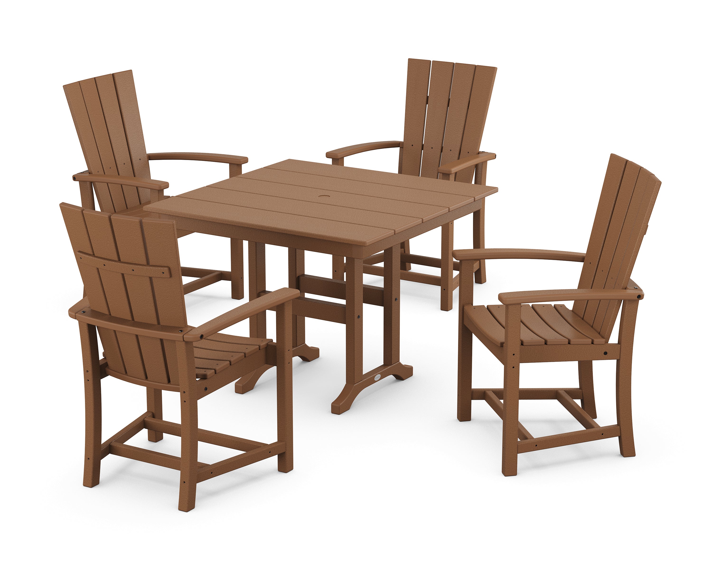 POLYWOOD® Quattro 5-Piece Farmhouse Dining Set in Teak