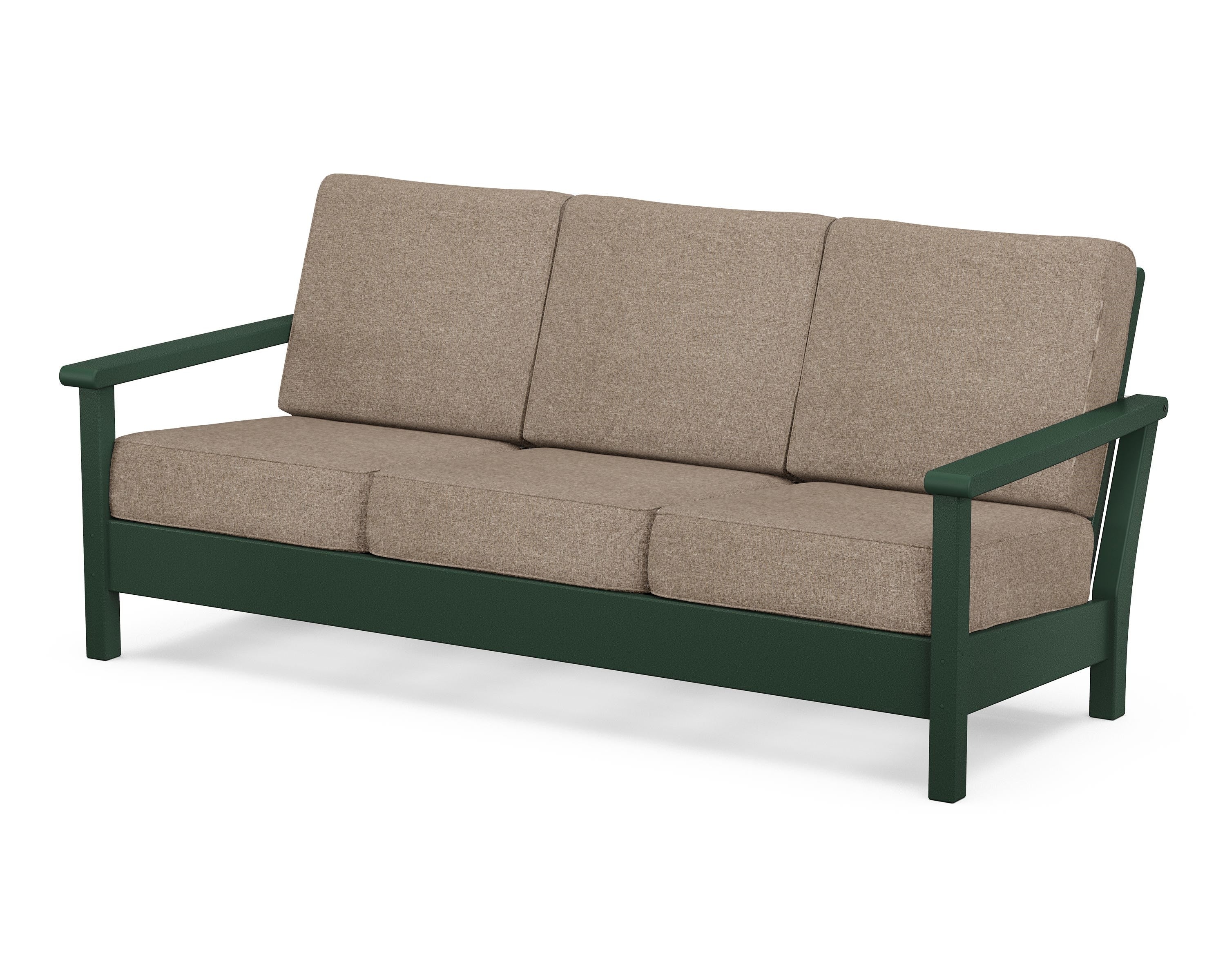 POLYWOOD® Harbour Deep Seating Sofa in Green / Spiced Burlap