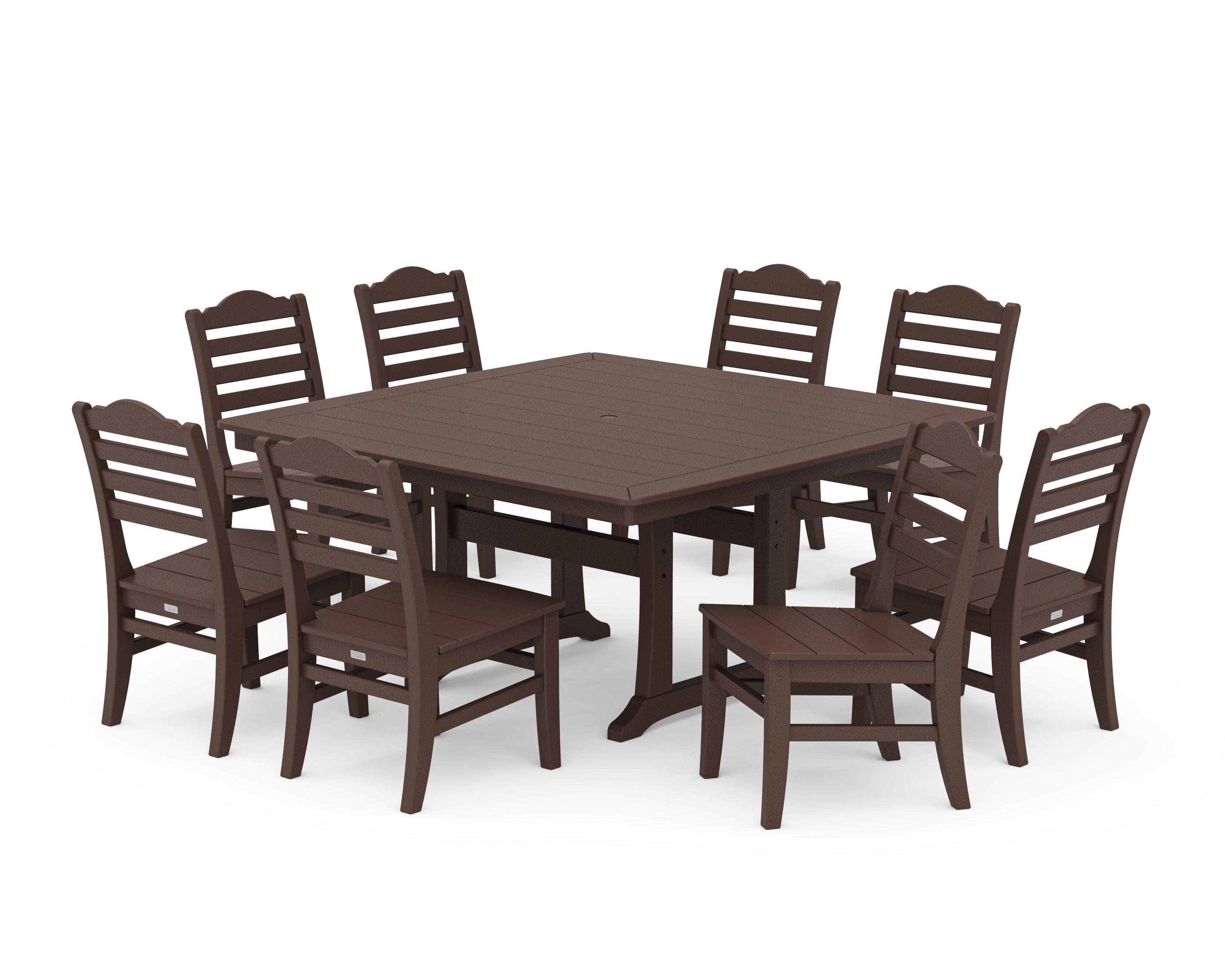 POLYWOOD® Savannah Side Chair 9-Piece Square Dining Set with Trestle Legs in Mahogany