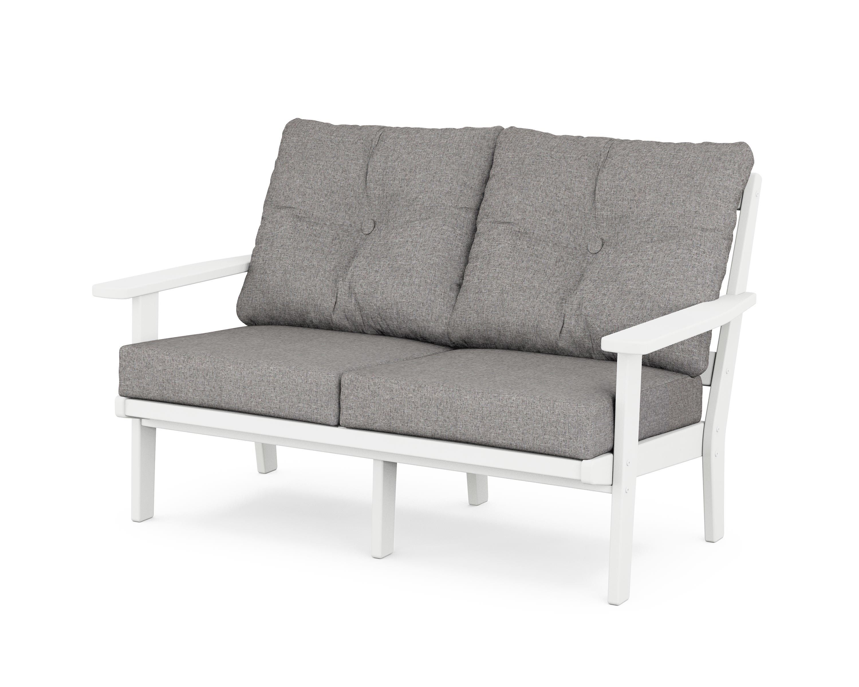 POLYWOOD® Oxford Deep Seating Loveseat in White / Grey Mist