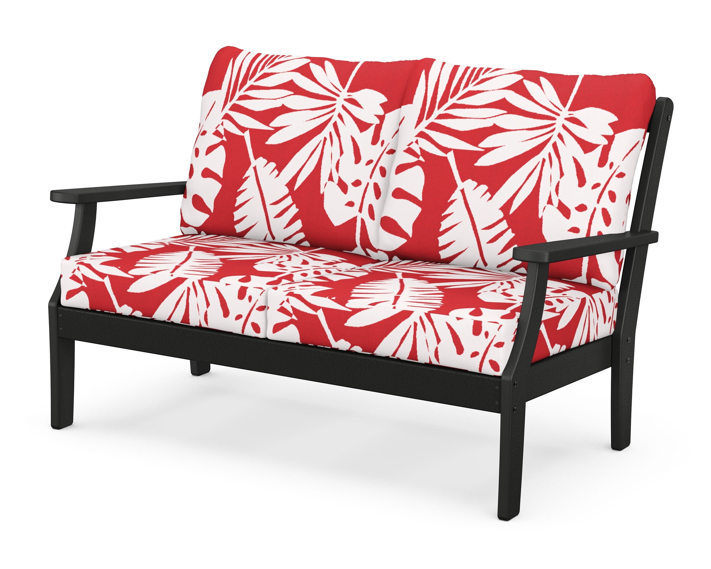 POLYWOOD® Braxton Deep Seating Loveseat in Black / Leaf Crimson