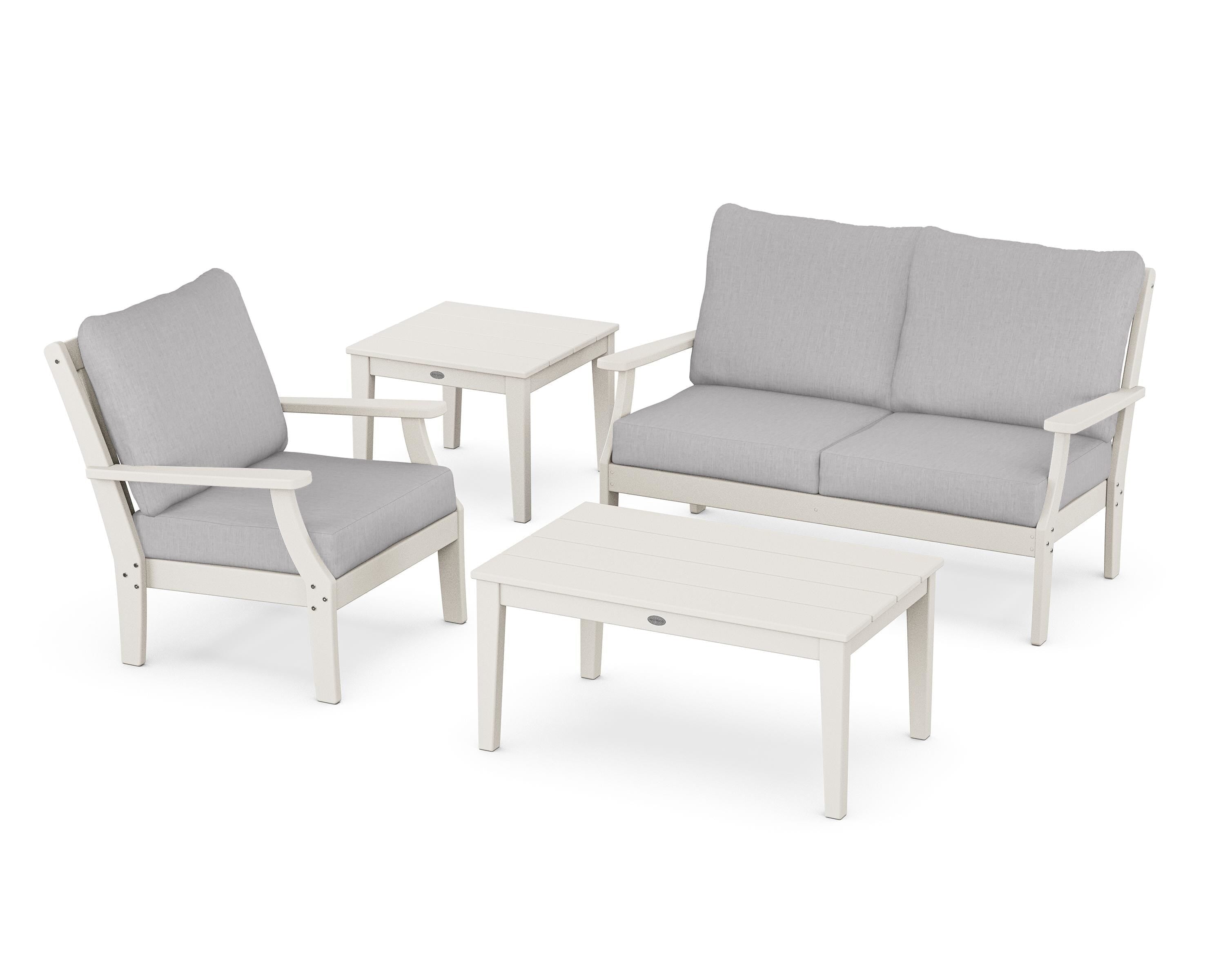 POLYWOOD® Braxton 4-Piece Deep Seating Set in Sand / Granite