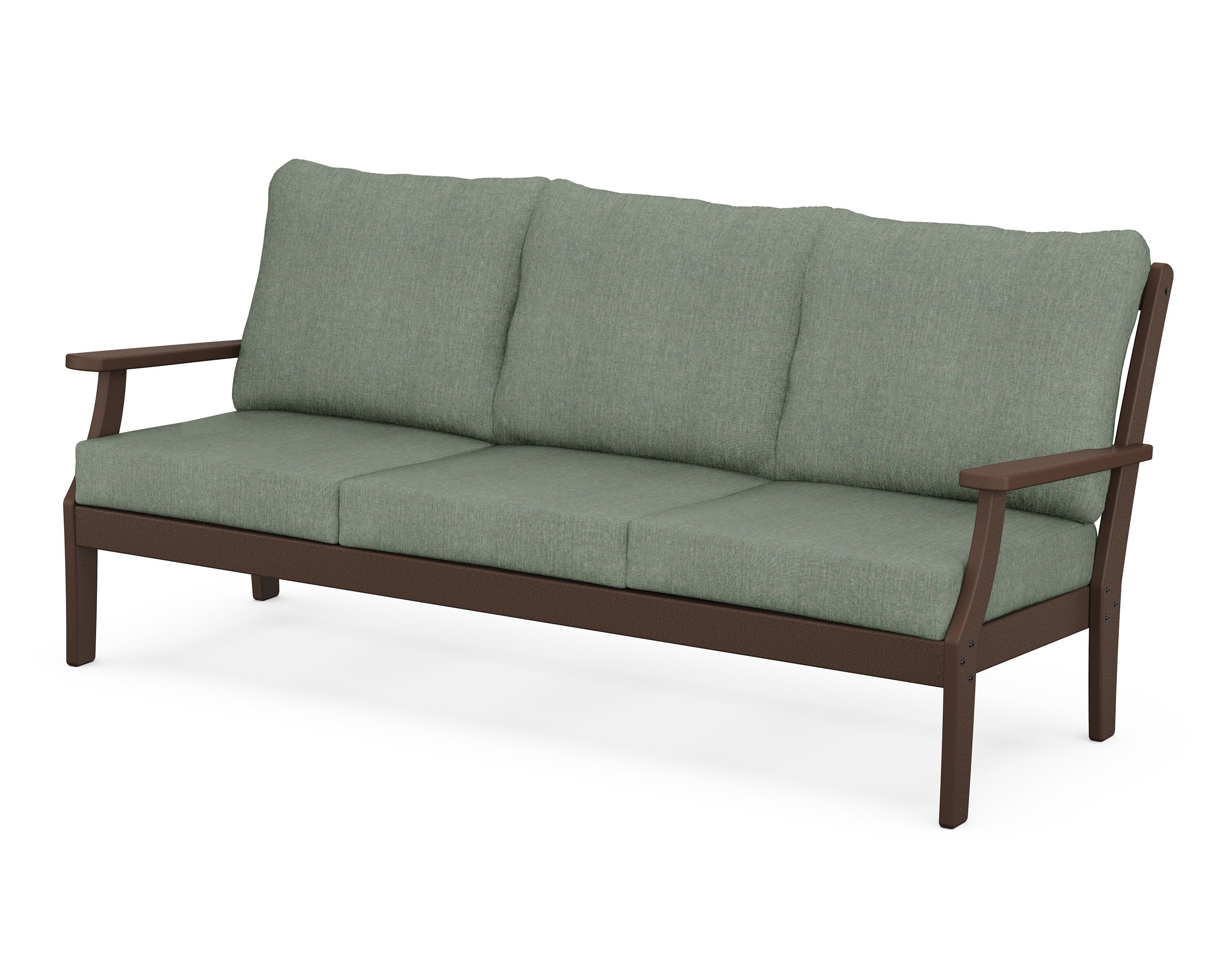 POLYWOOD® Braxton Deep Seating Sofa in Mahogany / Cast Sage