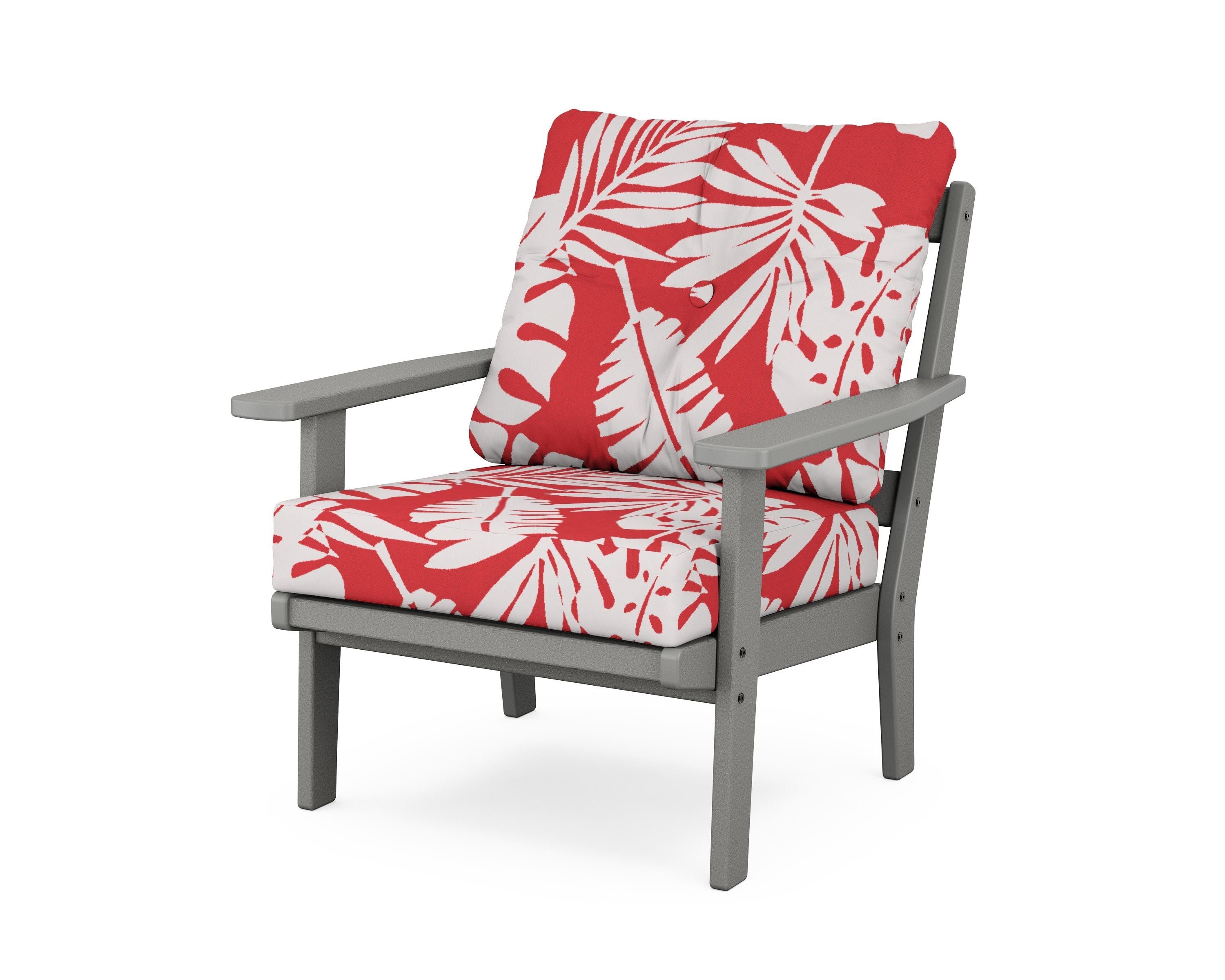 POLYWOOD® Oxford Deep Seating Chair in Slate Grey / Leaf Crimson