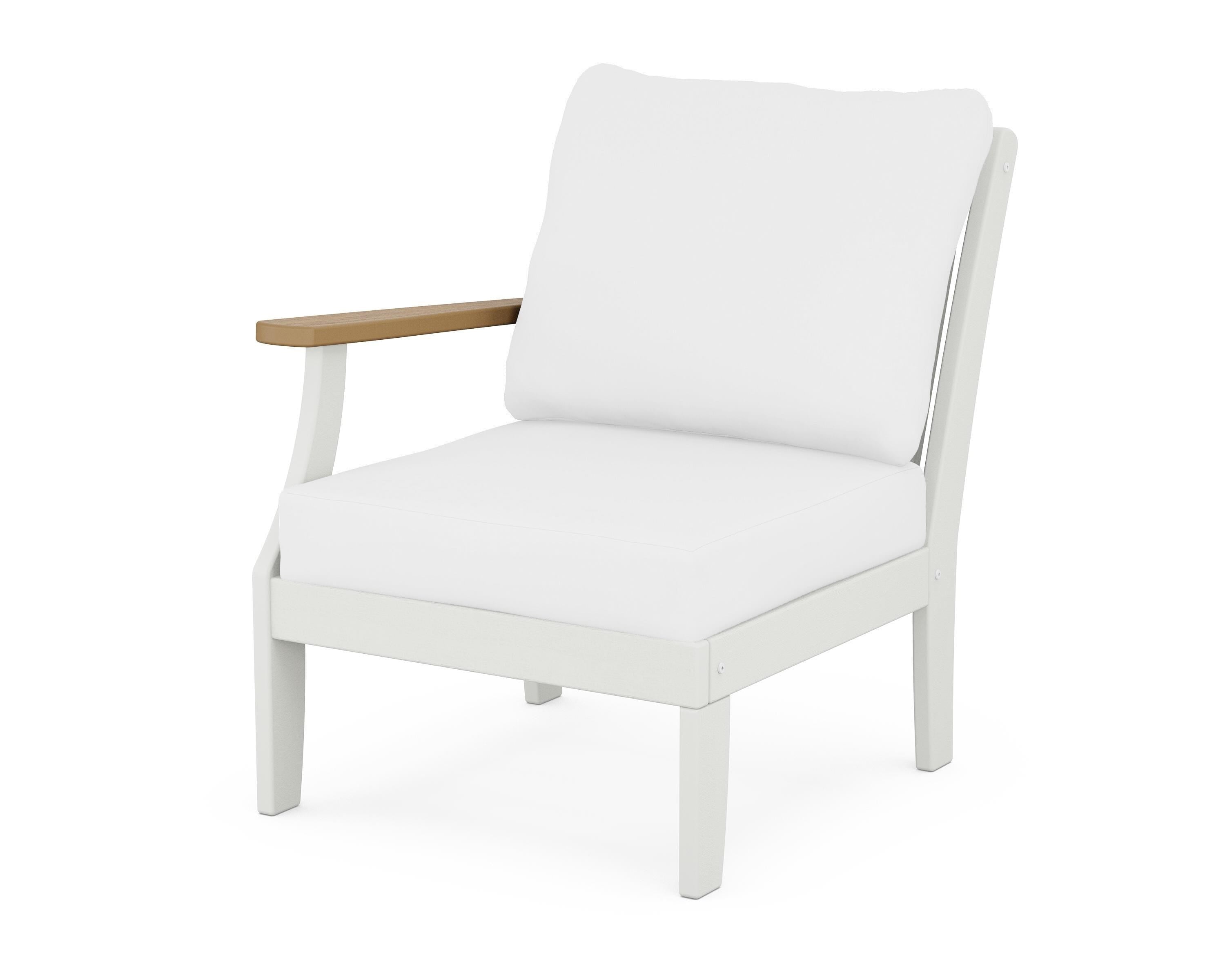 POLYWOOD® Braxton Modular Left Arm Chair in White / Natural / Natural