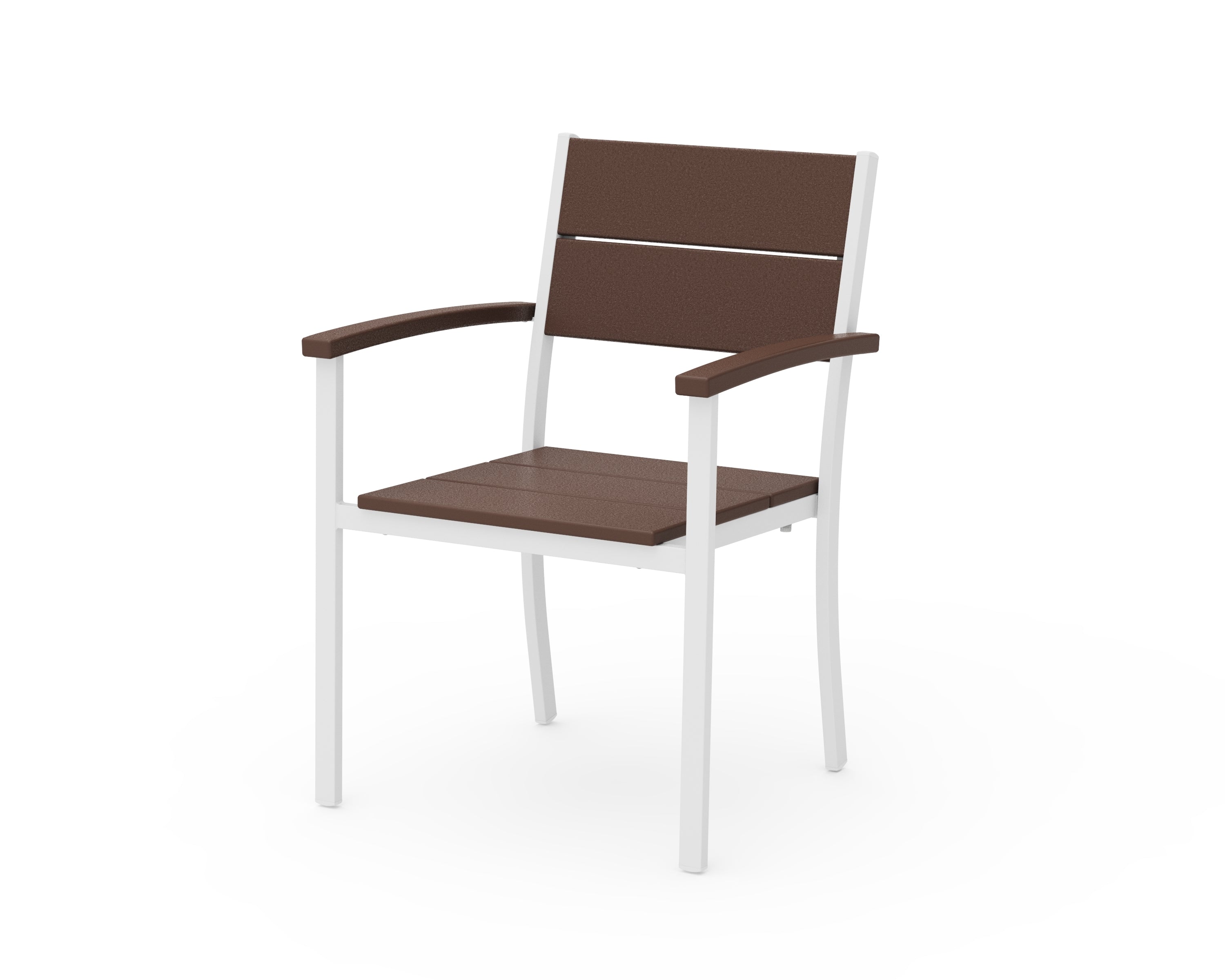 POLYWOOD® Main Street Stacking Dining Arm Chair in White / Mahogany