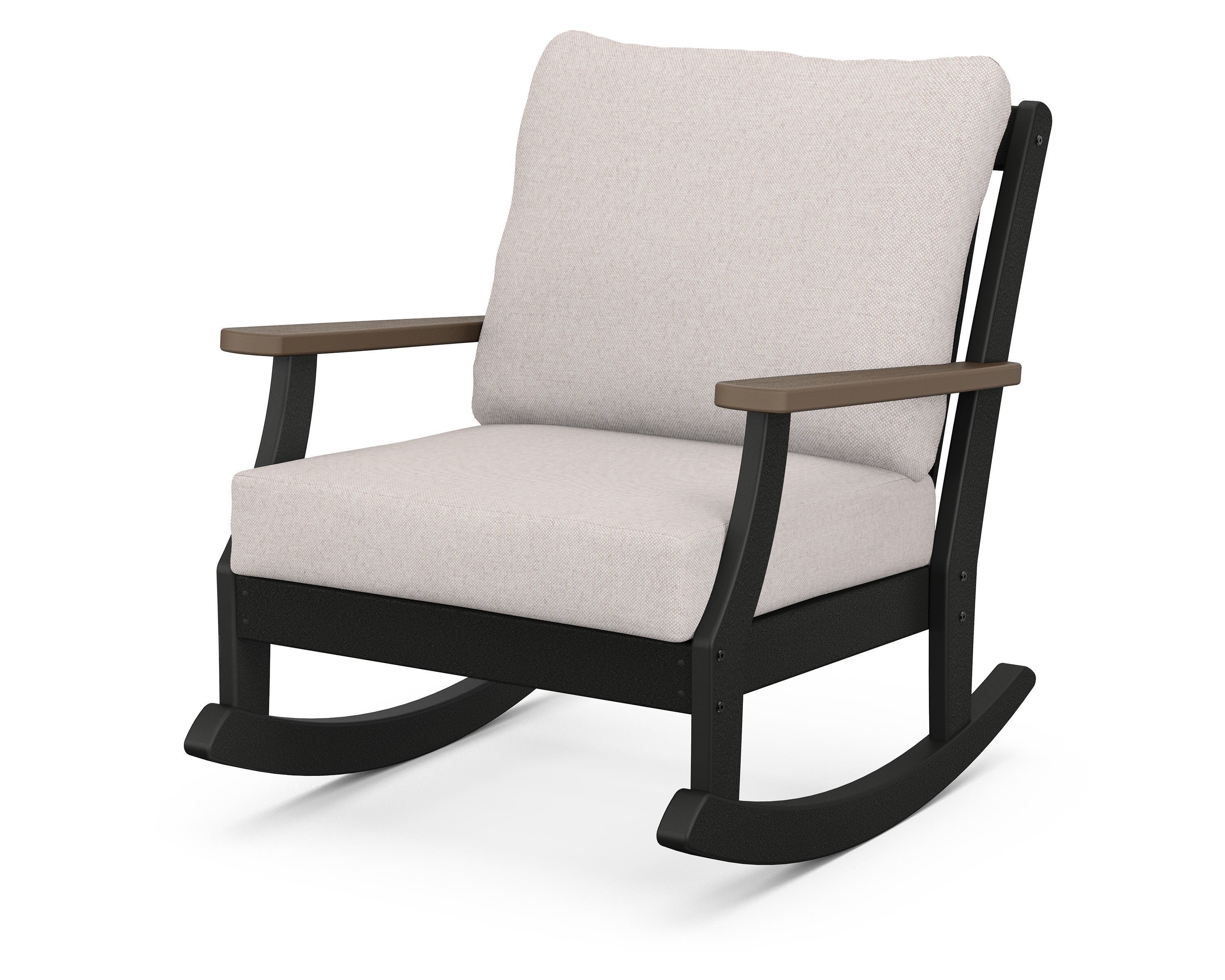 POLYWOOD® Braxton Deep Seating Rocking Chair in Black / Kona / Dune Burlap