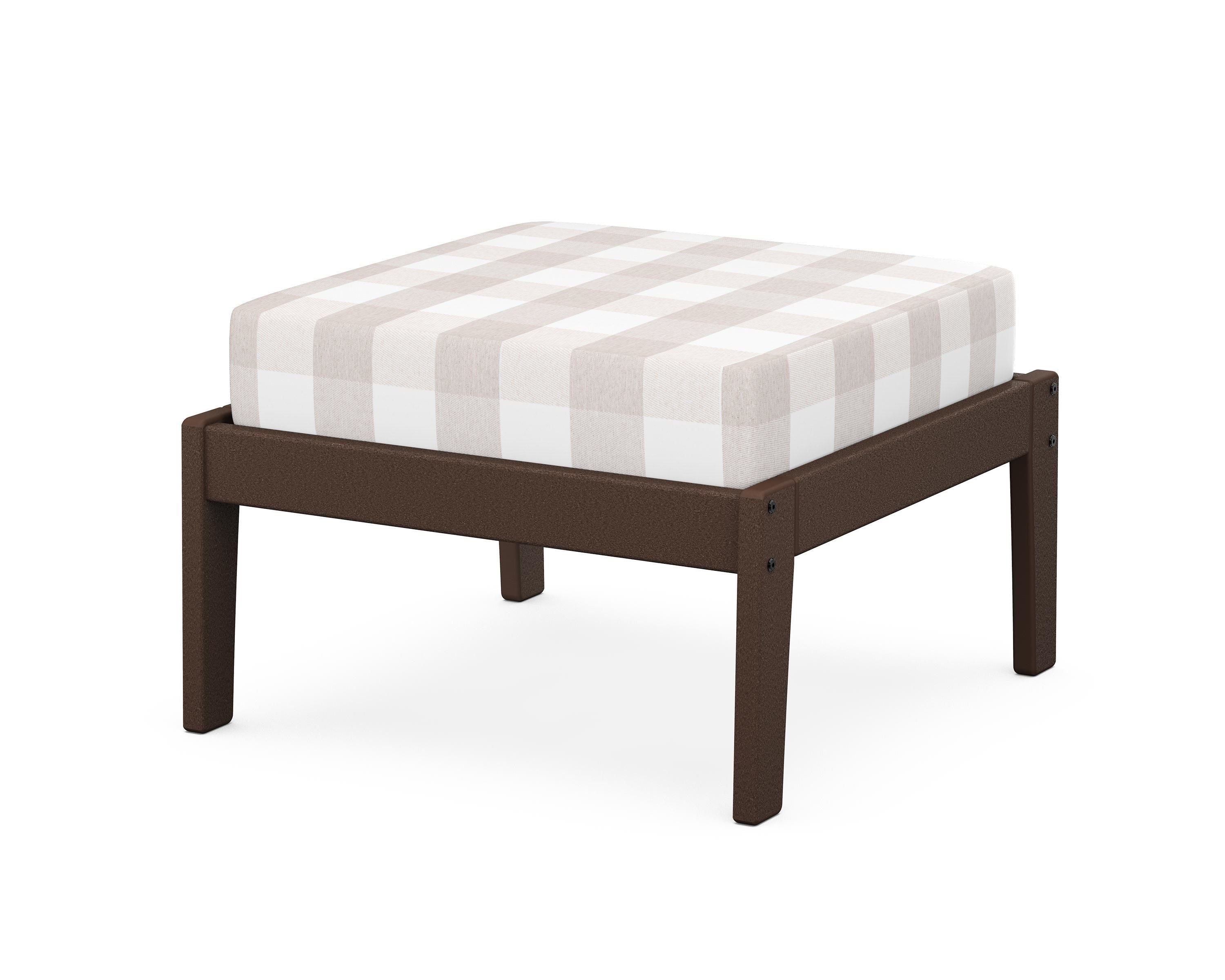Unbranded Deep Seating Ottoman in Mahogany / Buffalo Plaid Dune Burlap