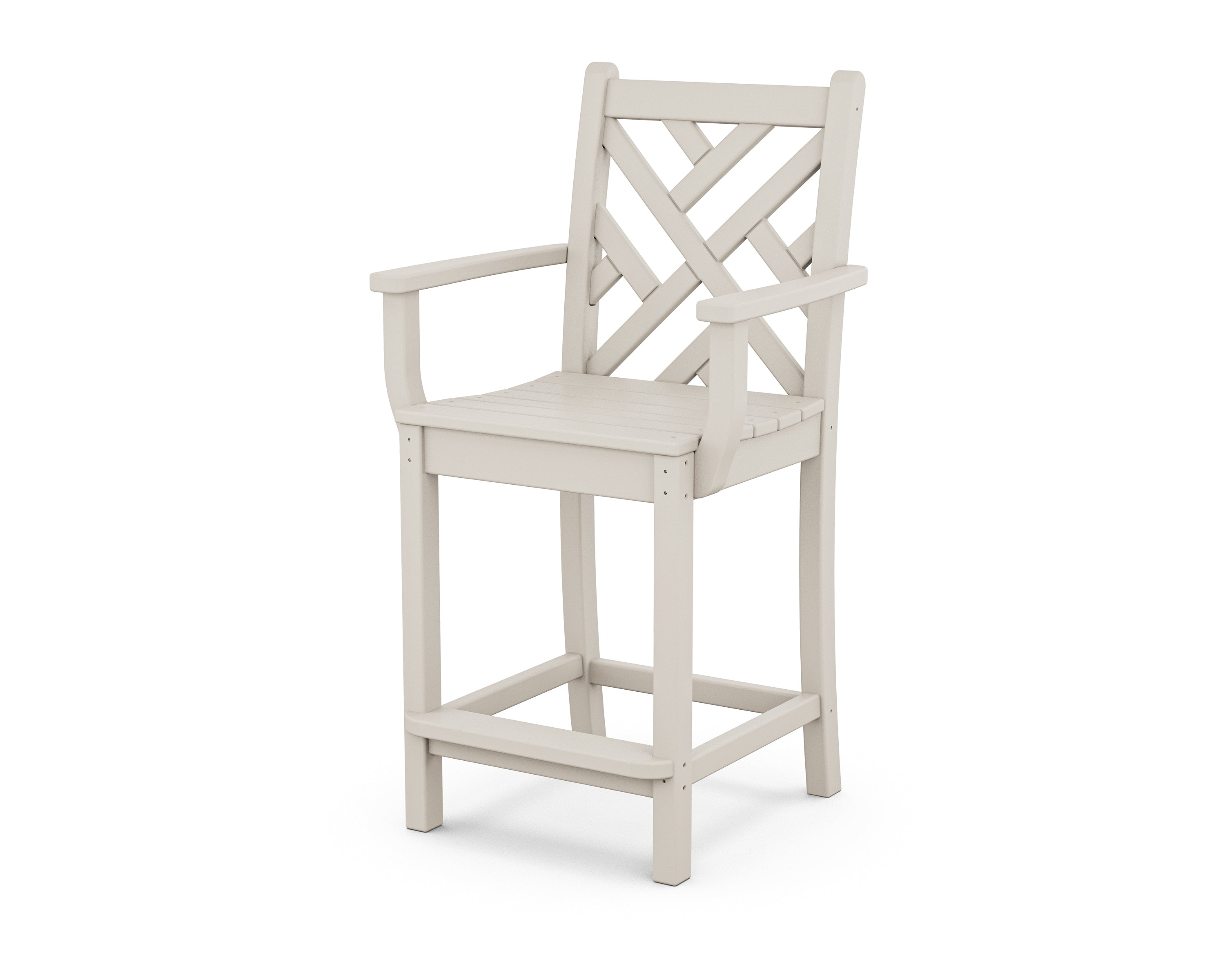 POLYWOOD® Chippendale Counter Arm Chair in Sand