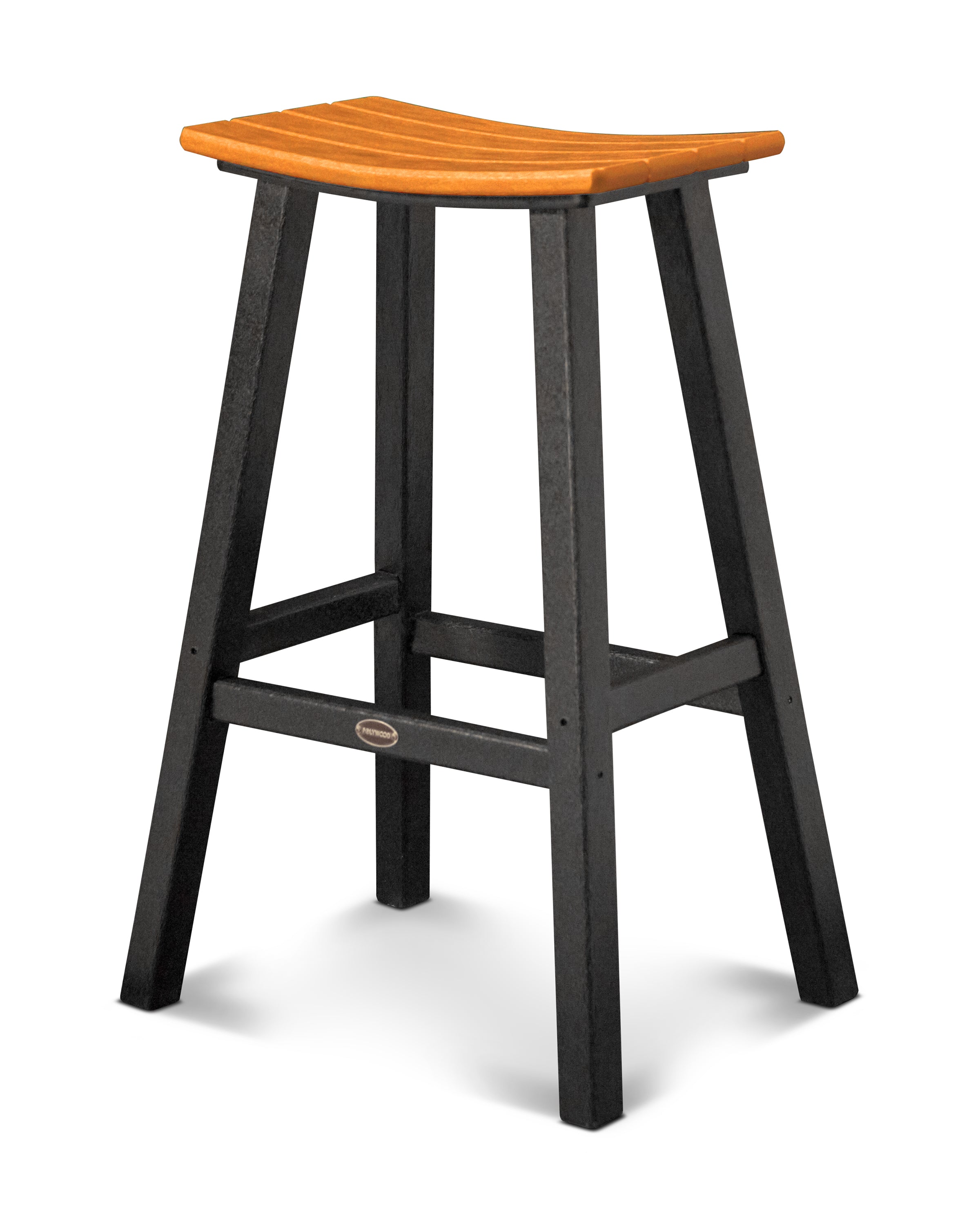POLYWOOD® Contempo 30" Saddle Bar Stool in Black / Tangerine