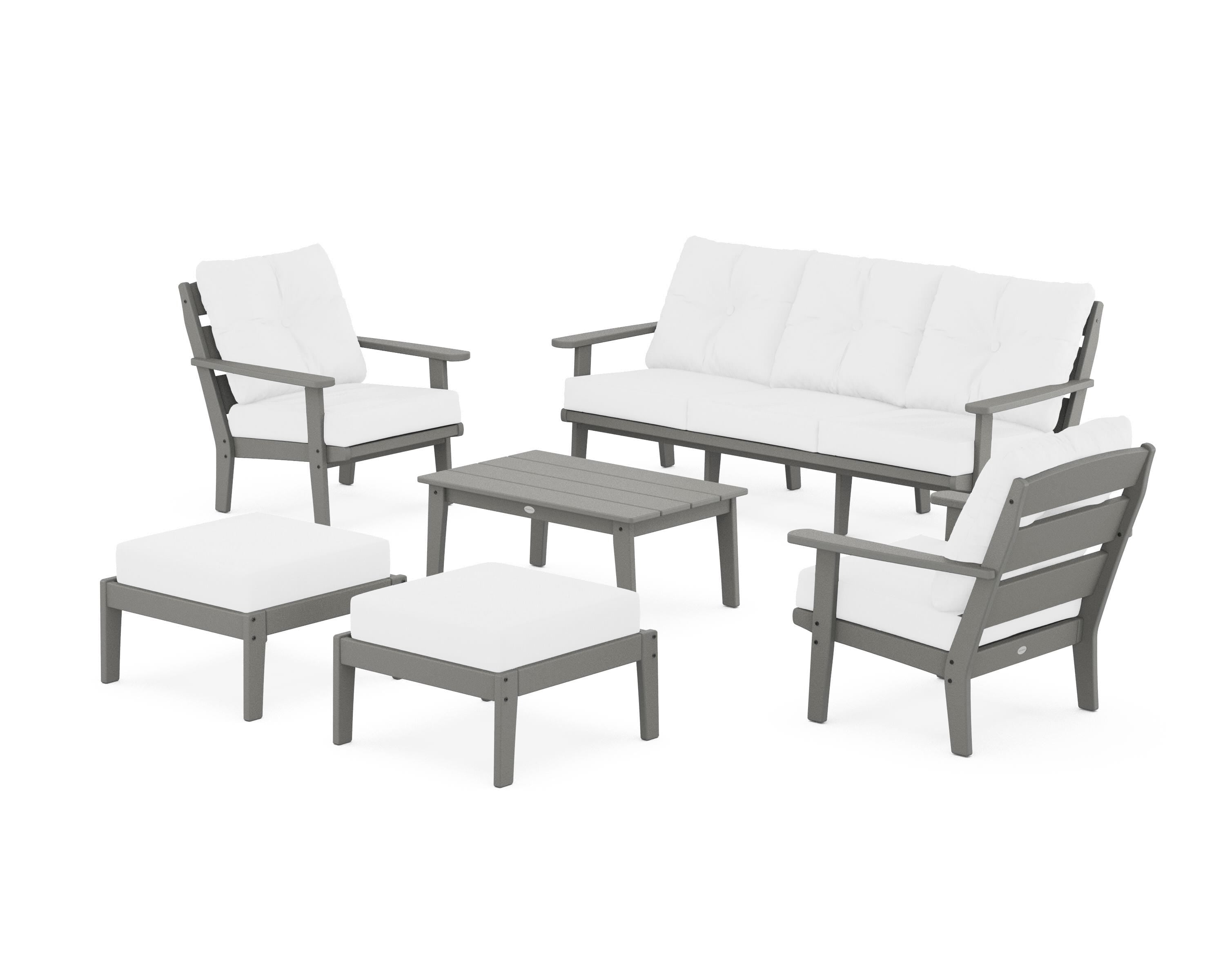 POLYWOOD® Lakeside 6-Piece Lounge Sofa Set in Slate Grey / Natural