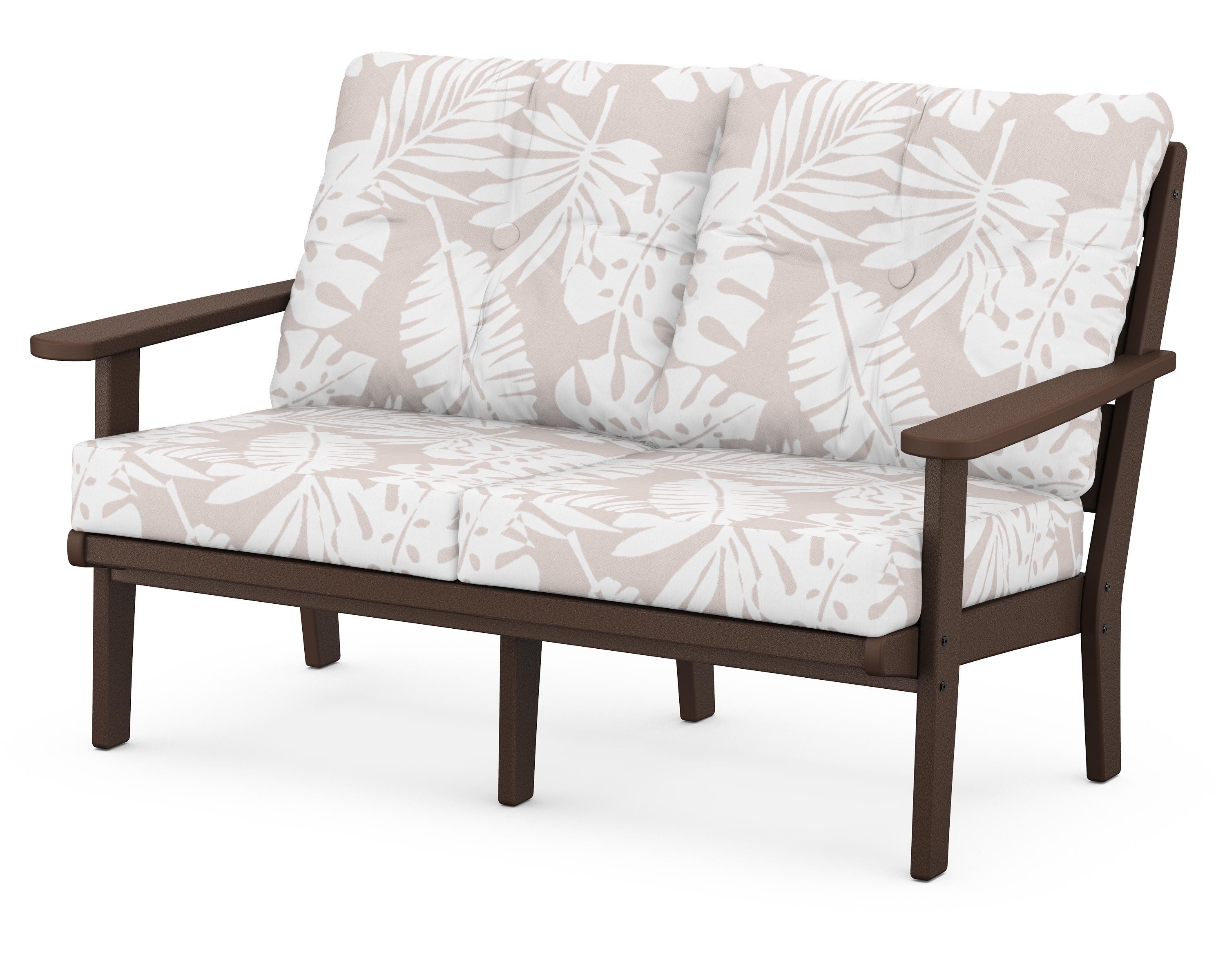 POLYWOOD® Lakeside Deep Seating Loveseat in Mahogany / Leaf Dune Burlap
