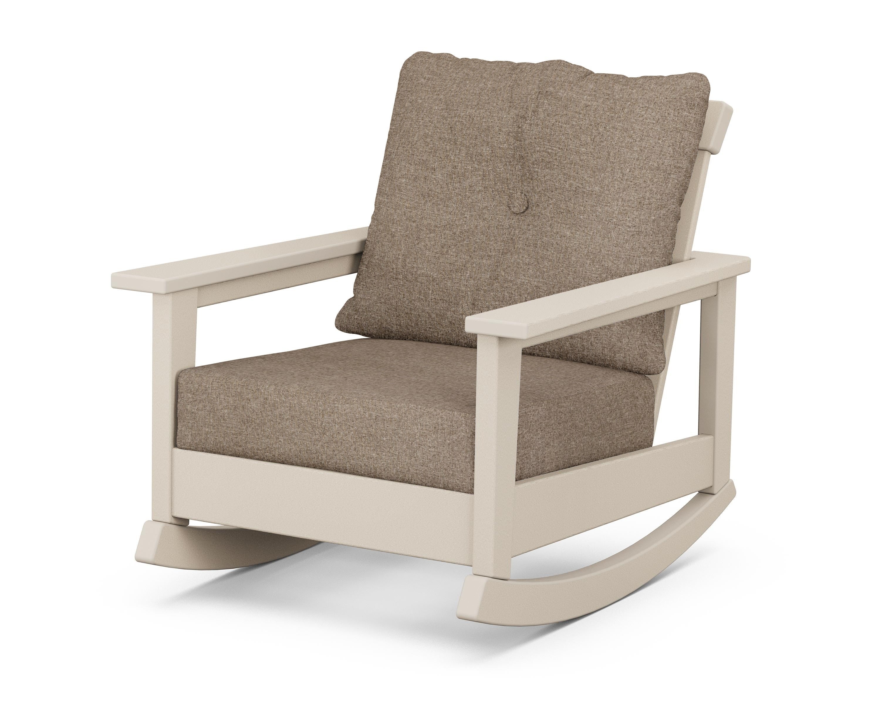 POLYWOOD® Prescott Deep Seating Rocking Chair in Sand / Spiced Burlap