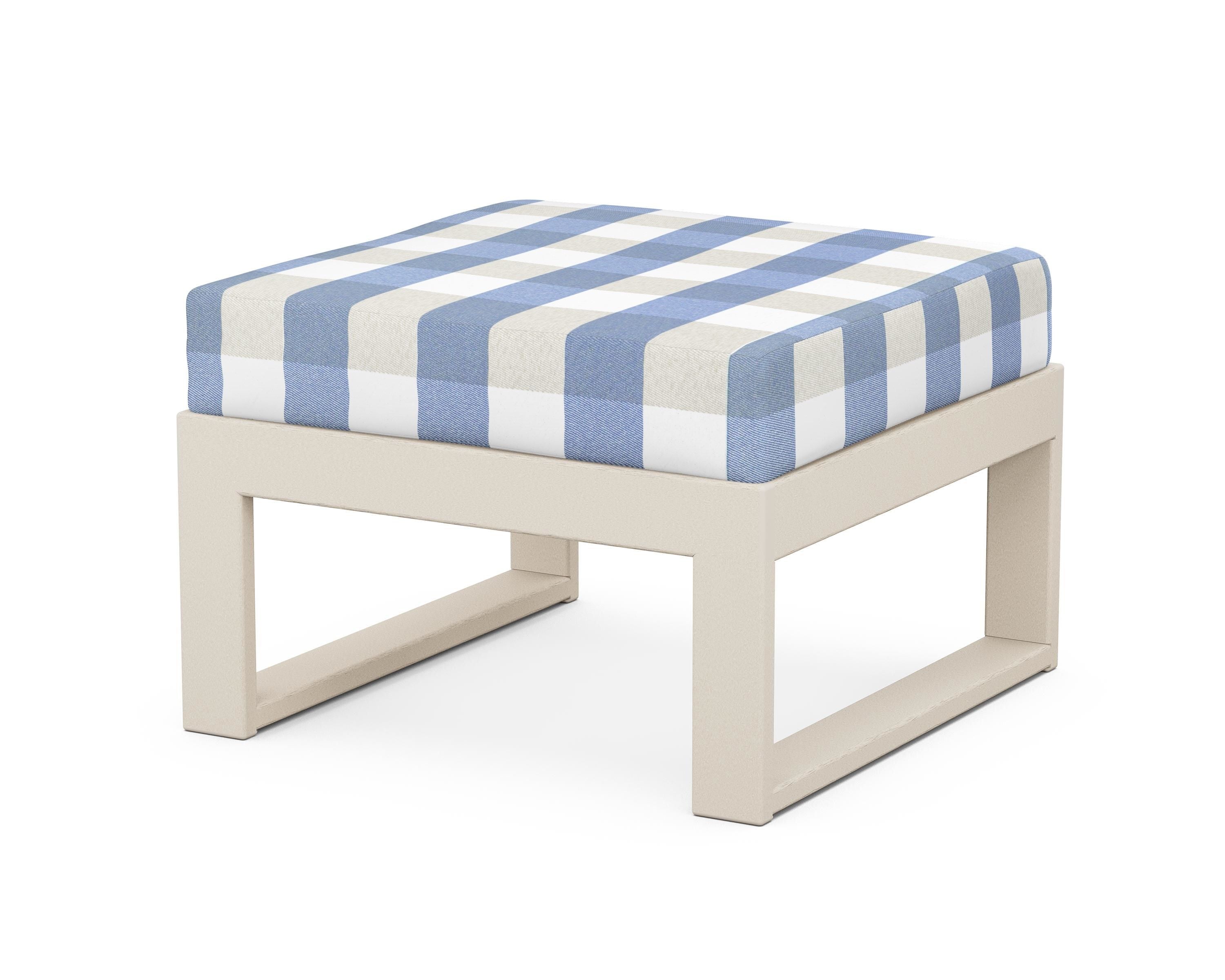Unbranded Modular Ottoman - Modern in Sand / Buffalo Plaid Sky Blue