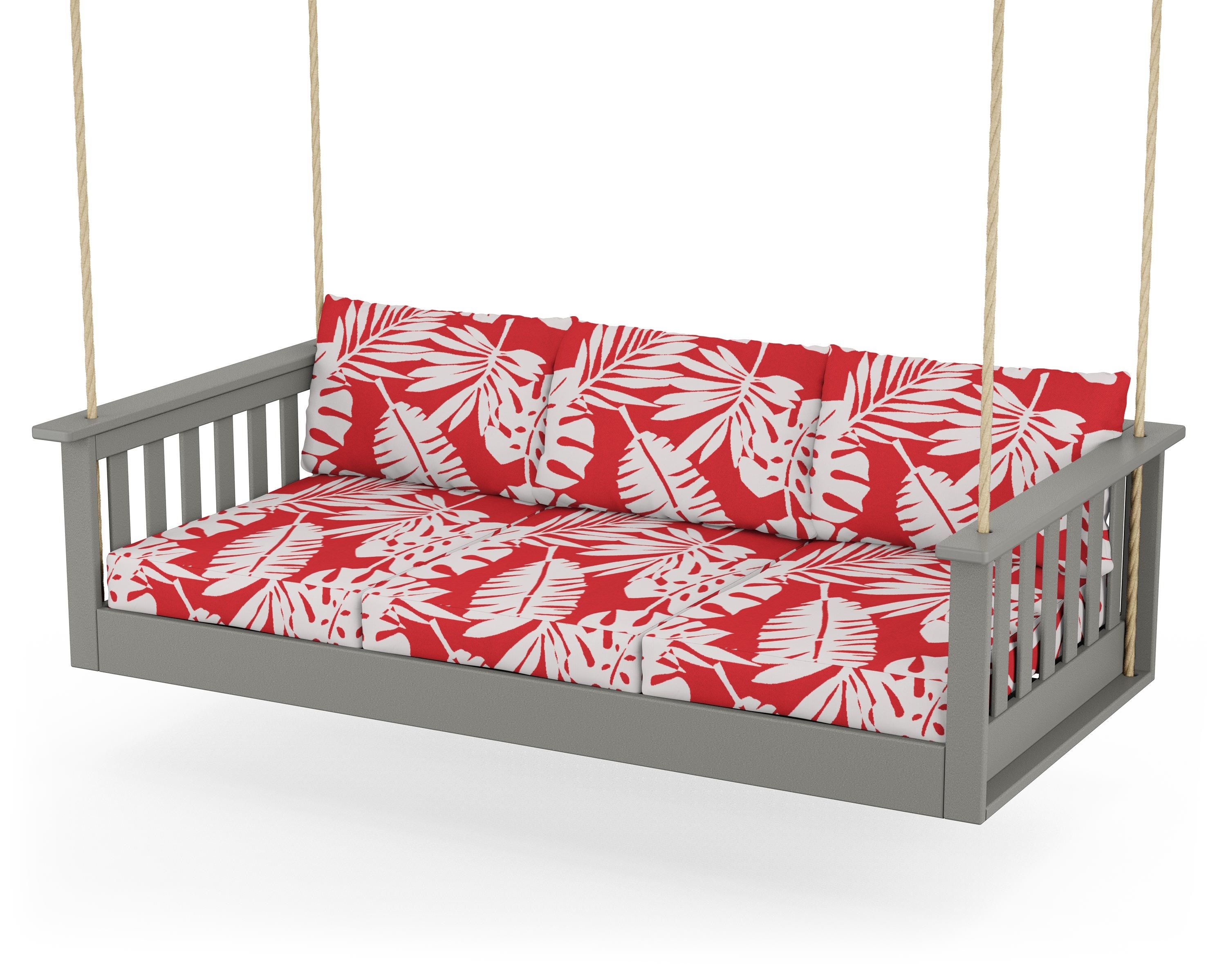 POLYWOOD® Vineyard Daybed Swing in Slate Grey / Leaf Crimson